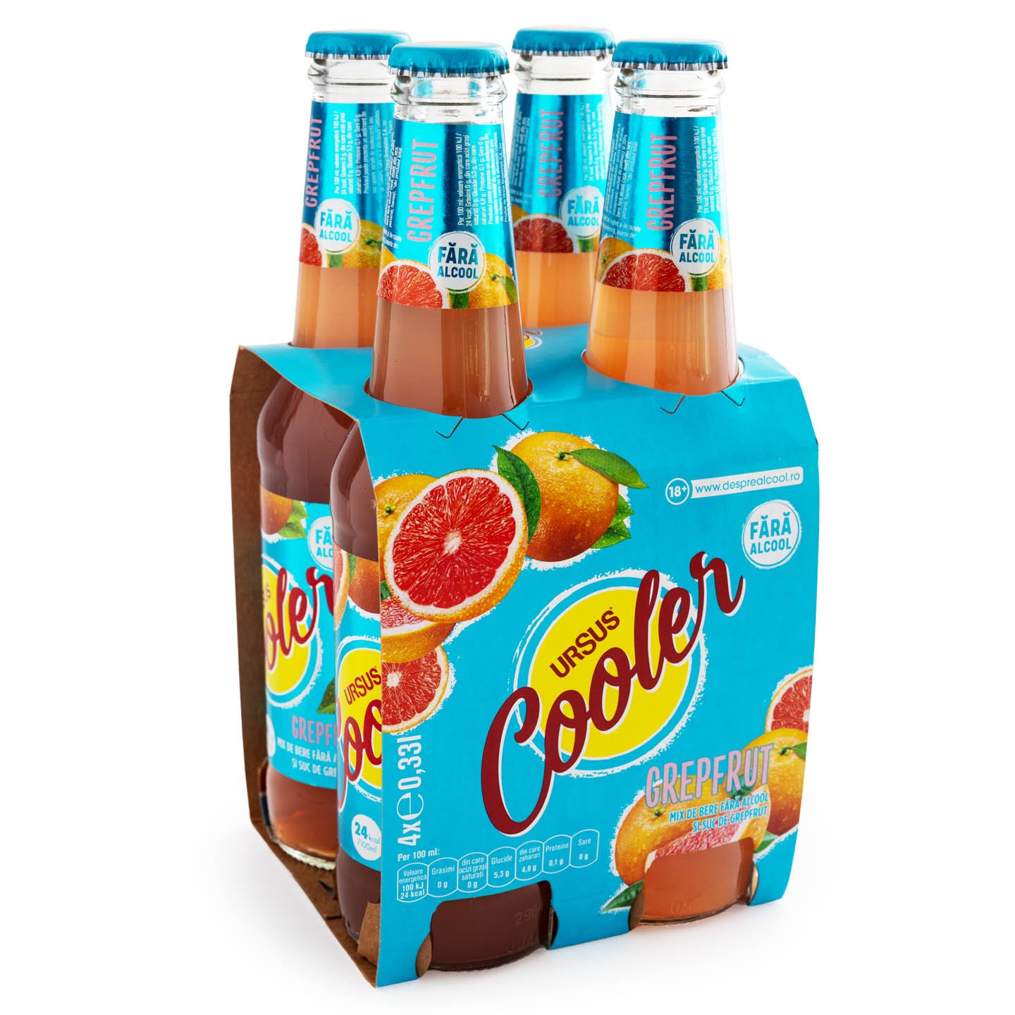 Bere fără alcool cu aromă de grapefruit / cireșe Ursus Cooler 4x0.33L, per pachet