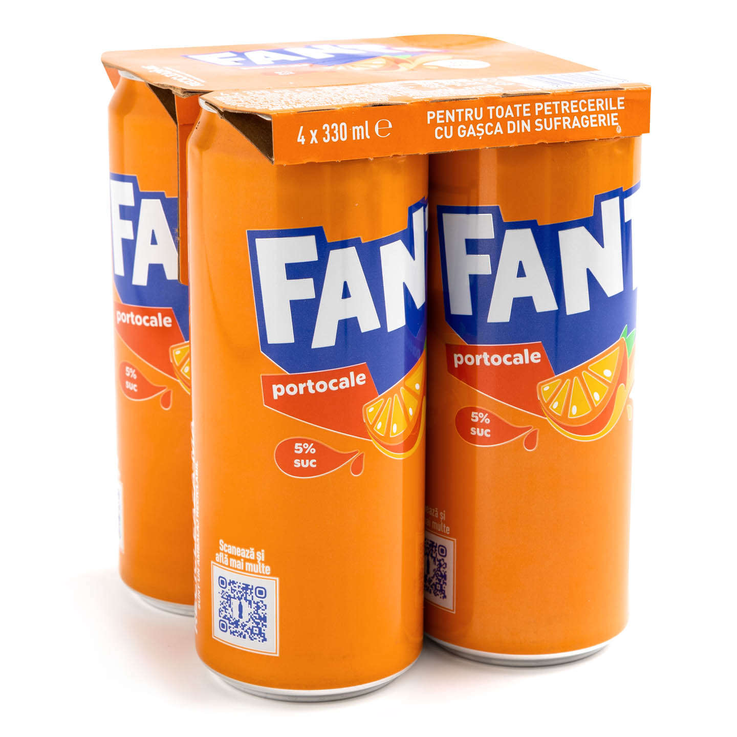 Băutură răcoritoare carbogazoasă Fanta Portocale 4x0.33L, per pachet