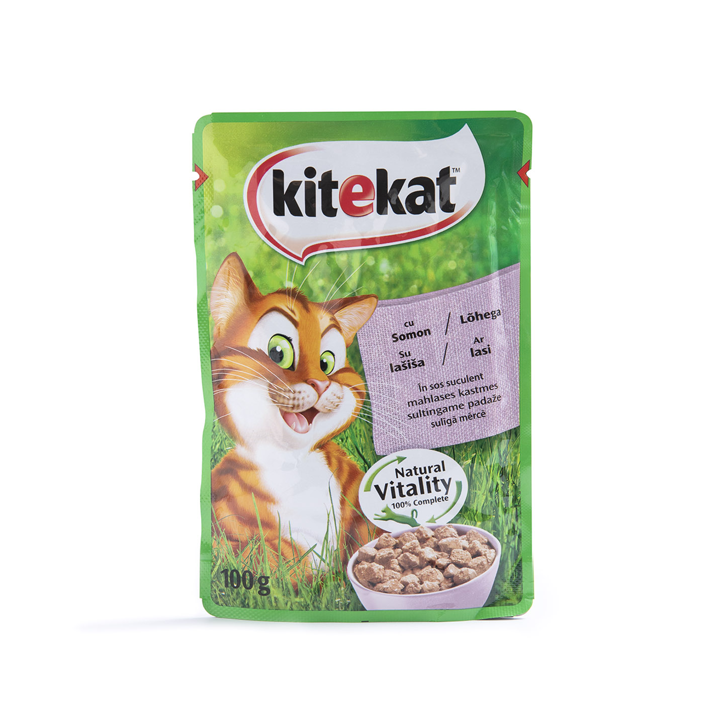 Hrană umedă cu somon pentru pisici, KiteKat 100g
