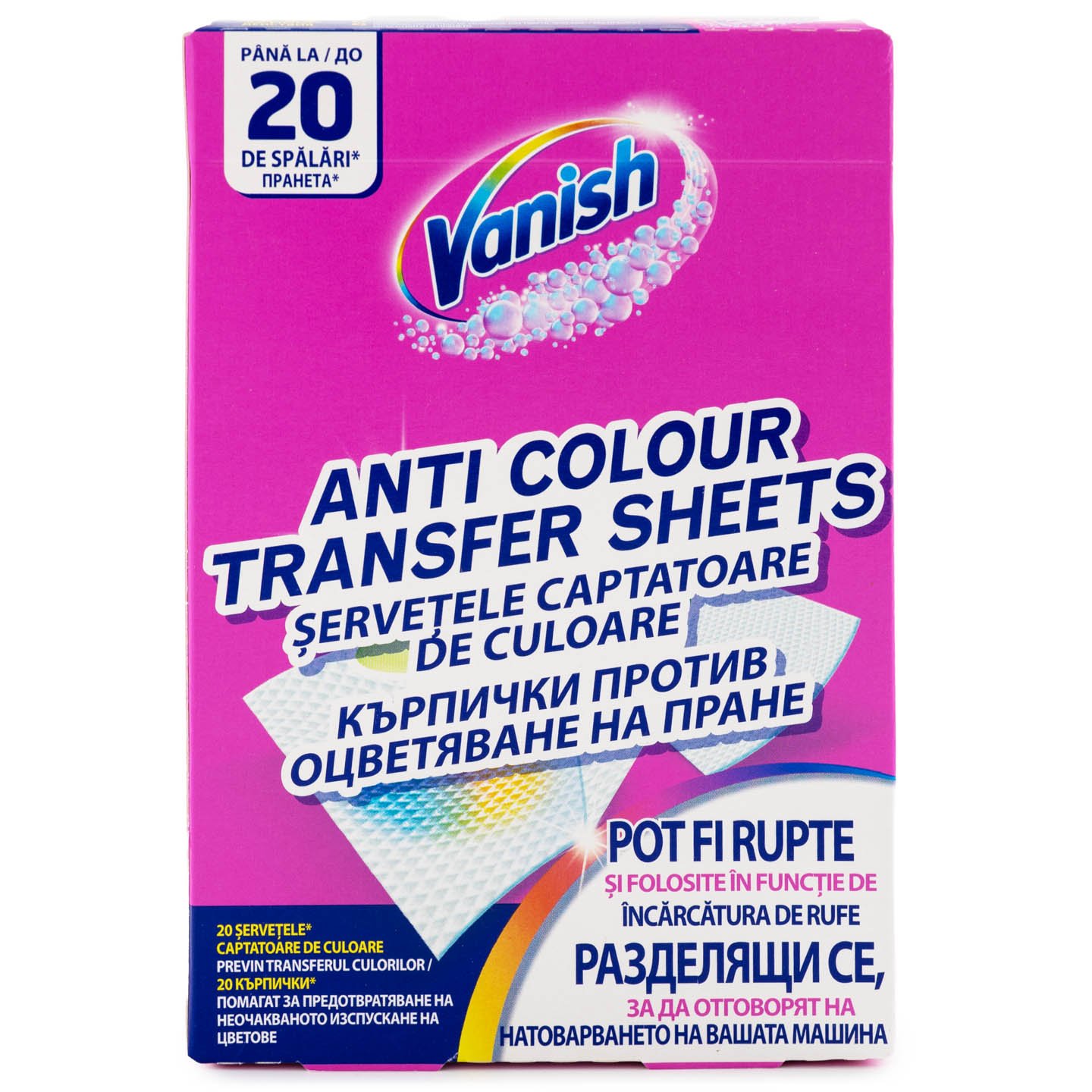 Șervețele pentru captarea culorilor Vanish 20 bucăți