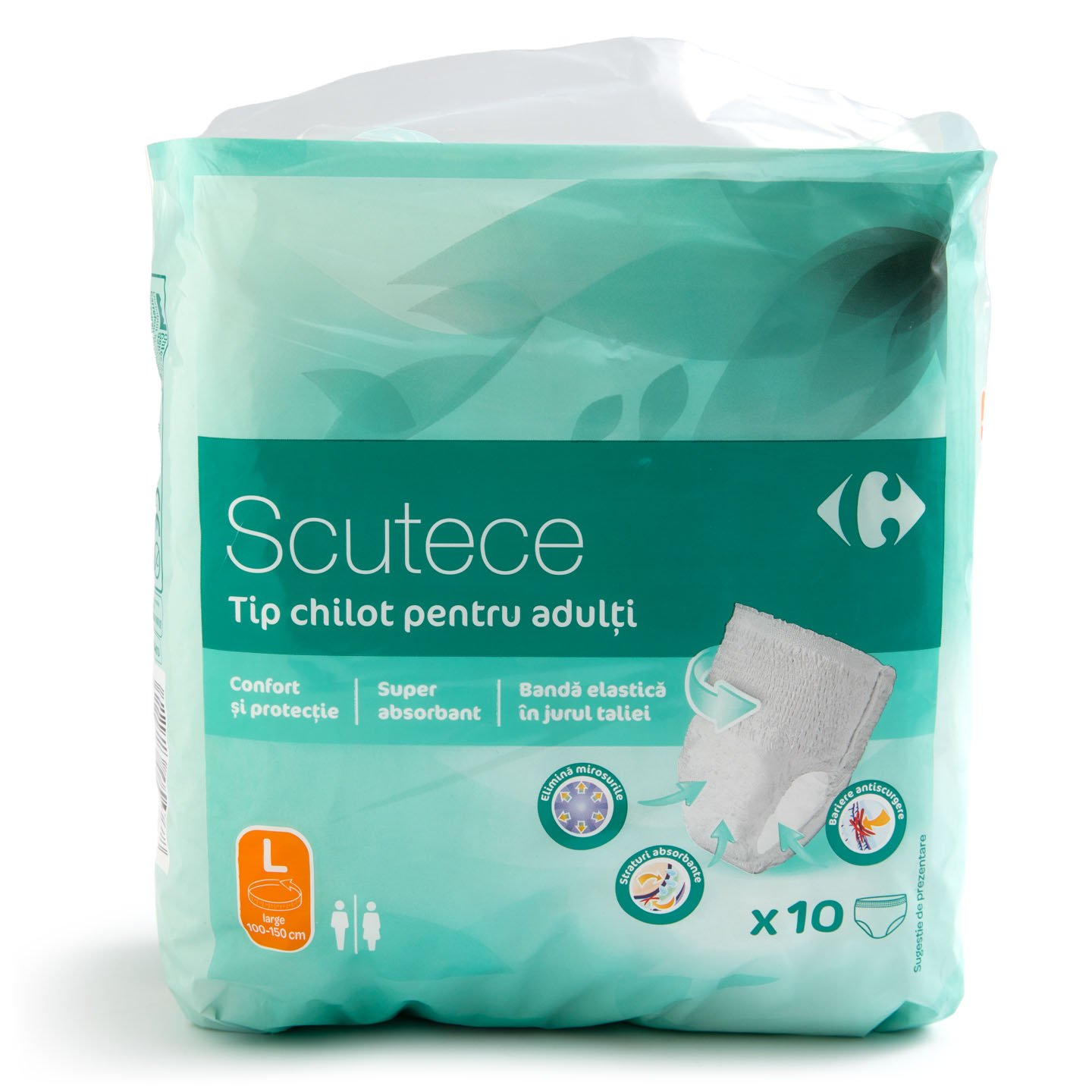 Scutece tip chilot pentru adulți -L ( medium 100-150 cm ) Carrefour 10buc.