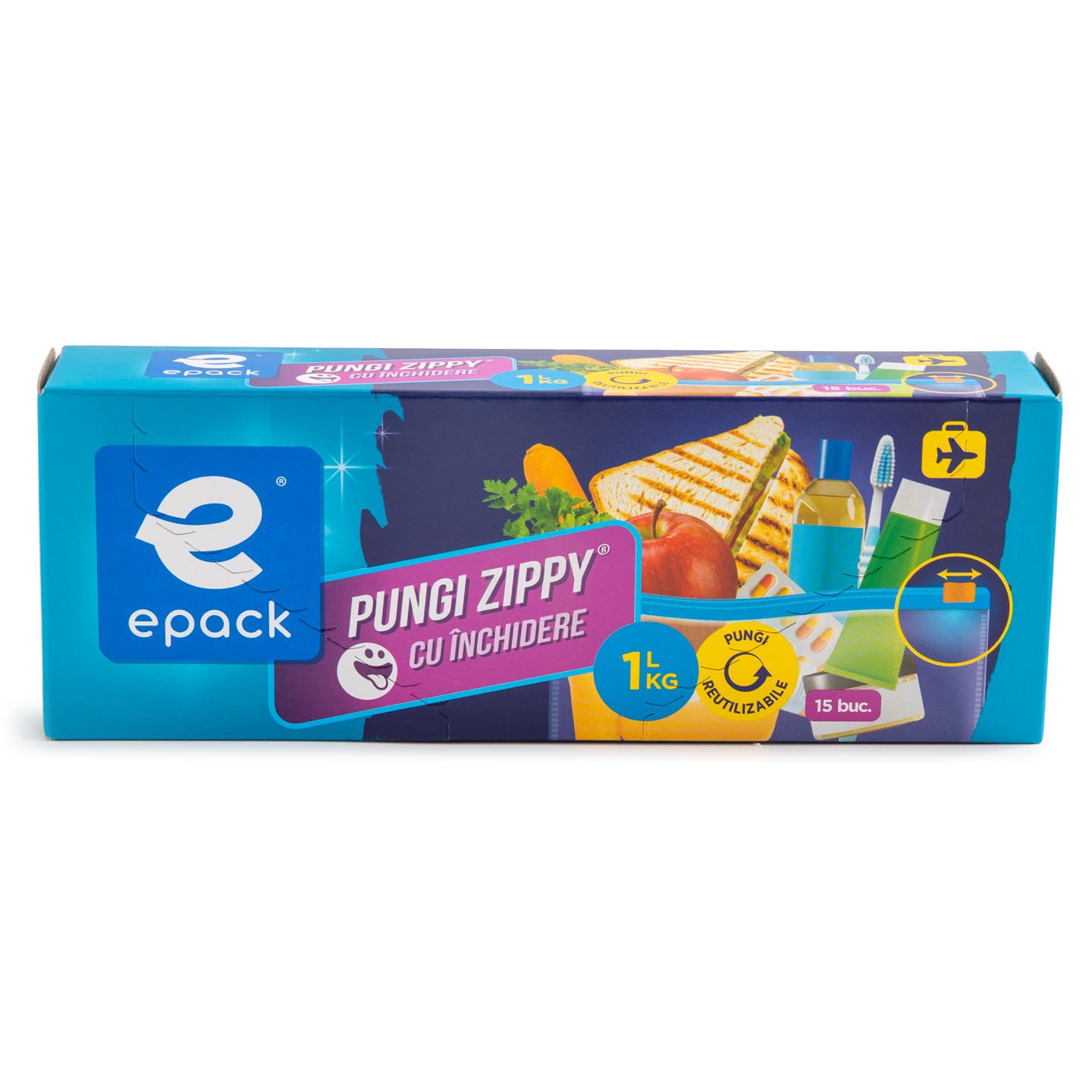 Pungi Zippy cu închidere Epack 1L, 15 bucăți