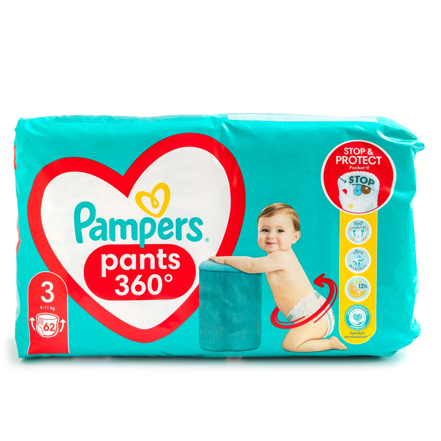 Scutece chiloțel, mărimi 3 / 4 / 5/ 6 / 7 / 8 Pampers 32 bucăți / 38 bucăți / 44 bucăți / 48 bucăți / 52 bucăți / 62 bucăți