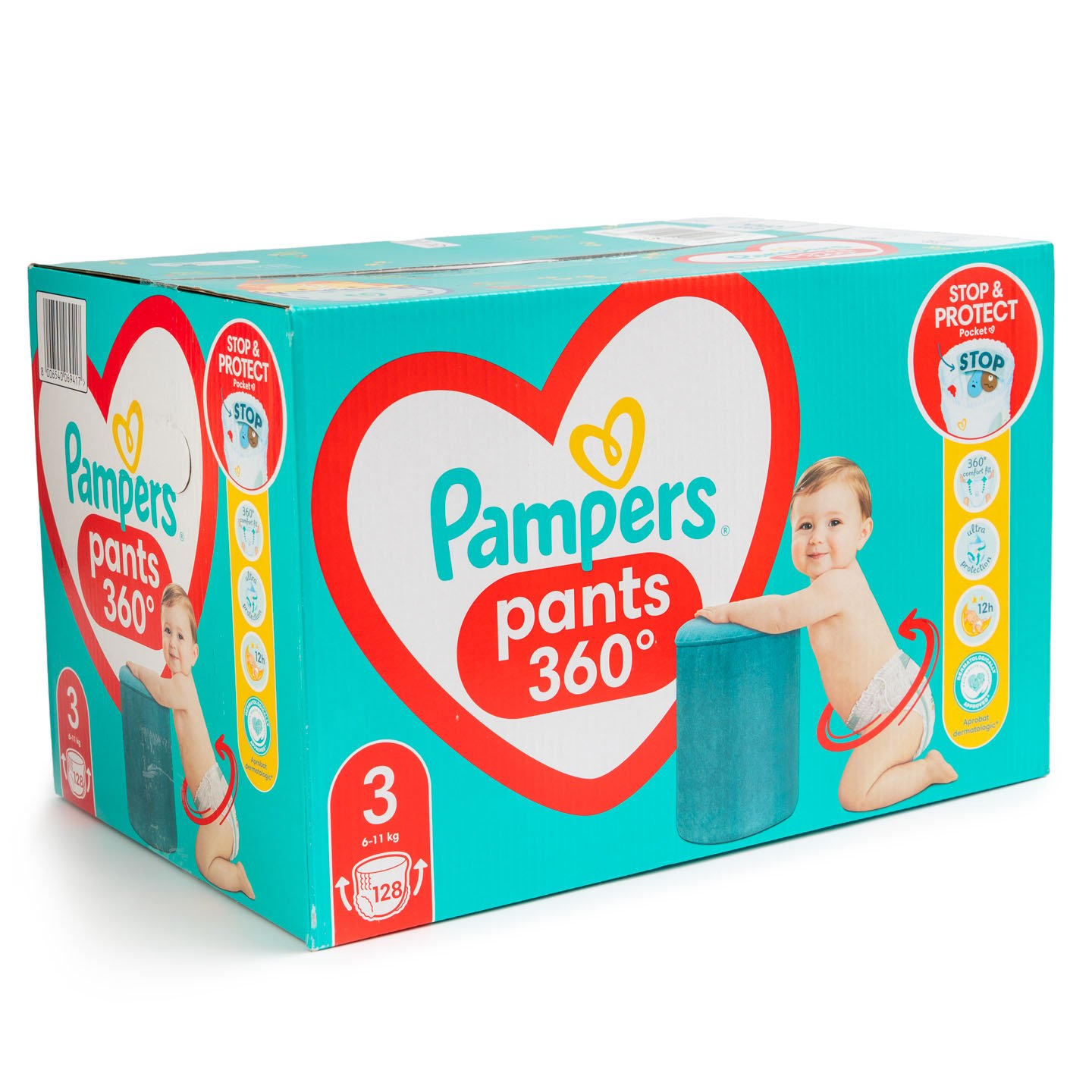 Scutece chiloțel Mega Box, mărimi 3 / 4 / 5 / 6 Pampers 84 bucăți / 96 bucăți / 108 bucăți/ 128 bucăți