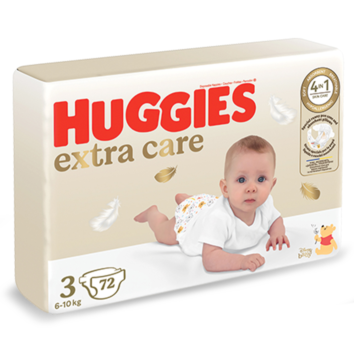 Scutece Extra Care, mărimea 3 / 4 / 5 Huggies 50 bucăți / 60 bucăți / 72 bucăți