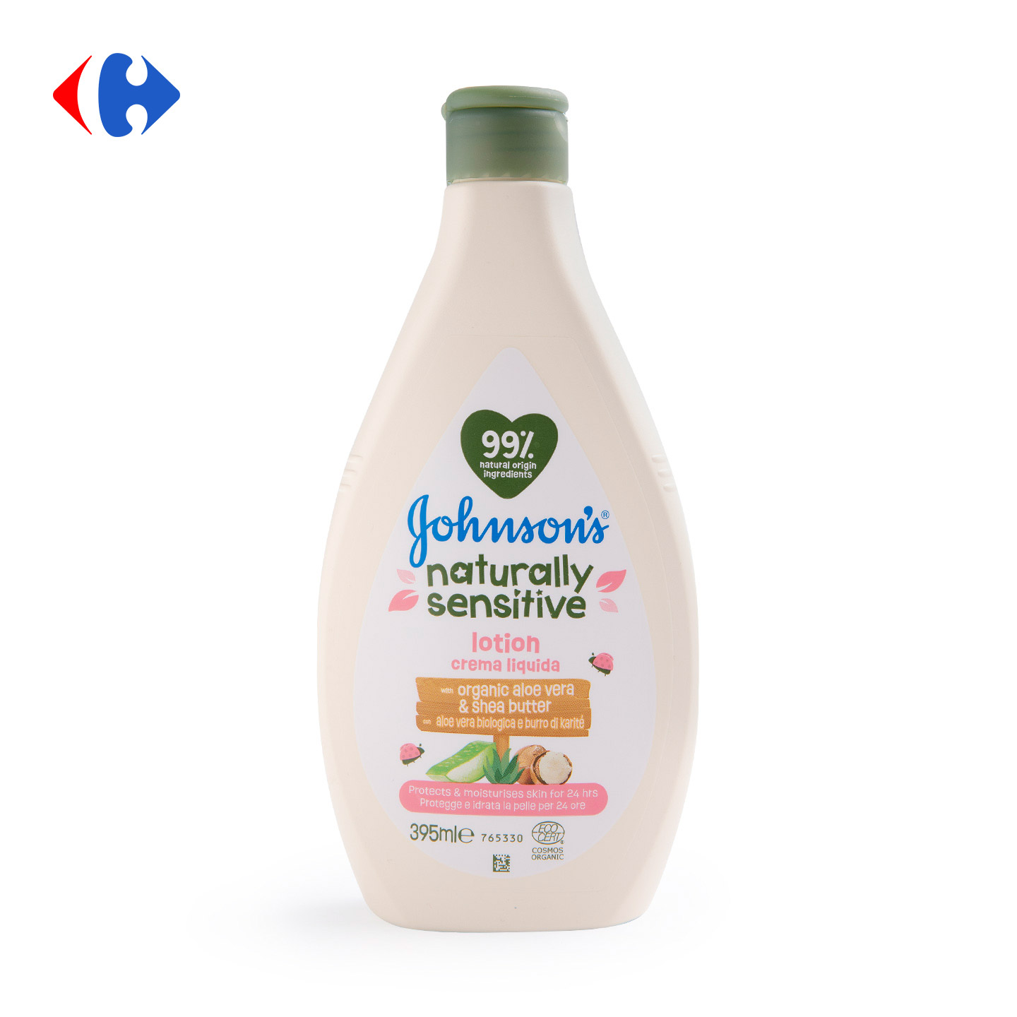 Loțiune Natually Sensitive cu aloe vera și unt de shea, Johnson's Baby 395ml