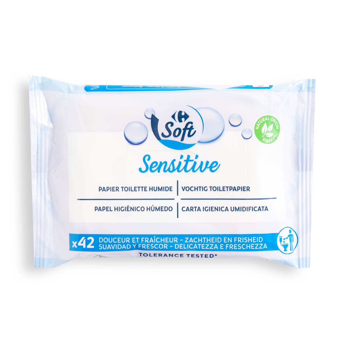 Hârtie igienică umedă Sensitive / Aloe Vera Carrefour Soft 42 bucăți