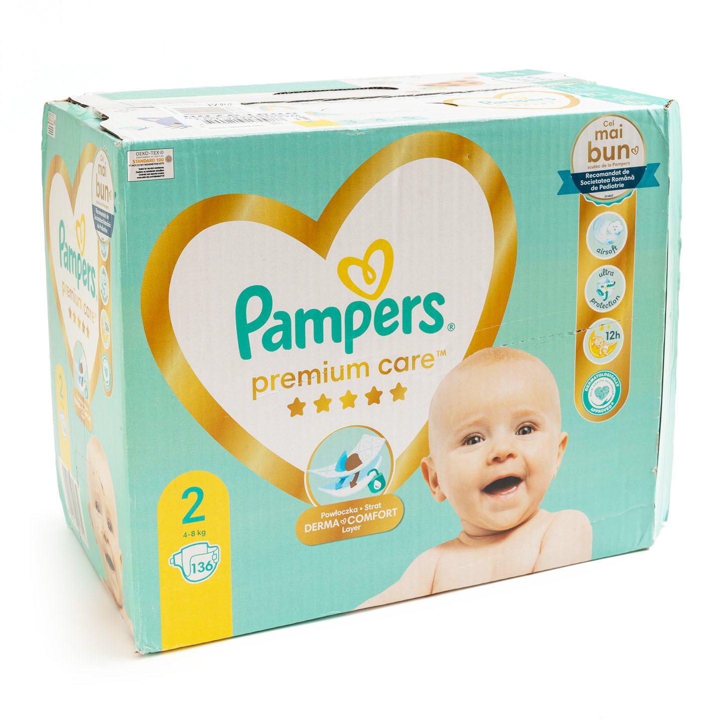 Scutece bebe Premium Care, mărimi 2 / 3 / 4 / 5 Pampers 88buc. / 104buc. / 120buc. / 136buc.