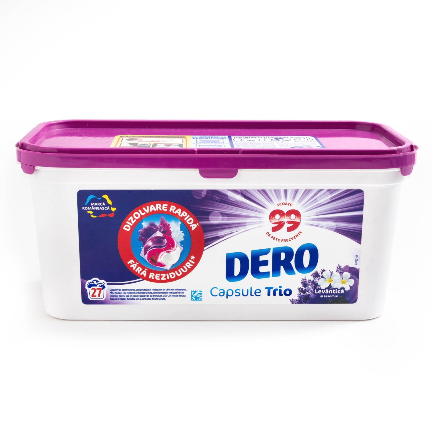 Detergent automat capsule Trio Levănțică&Iasomie Dero 27 bucăți