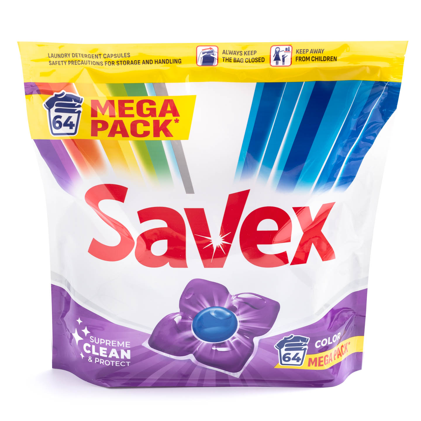 Detergent automat capsule Color / Extra Fresh Savex Premium 64 bucăți