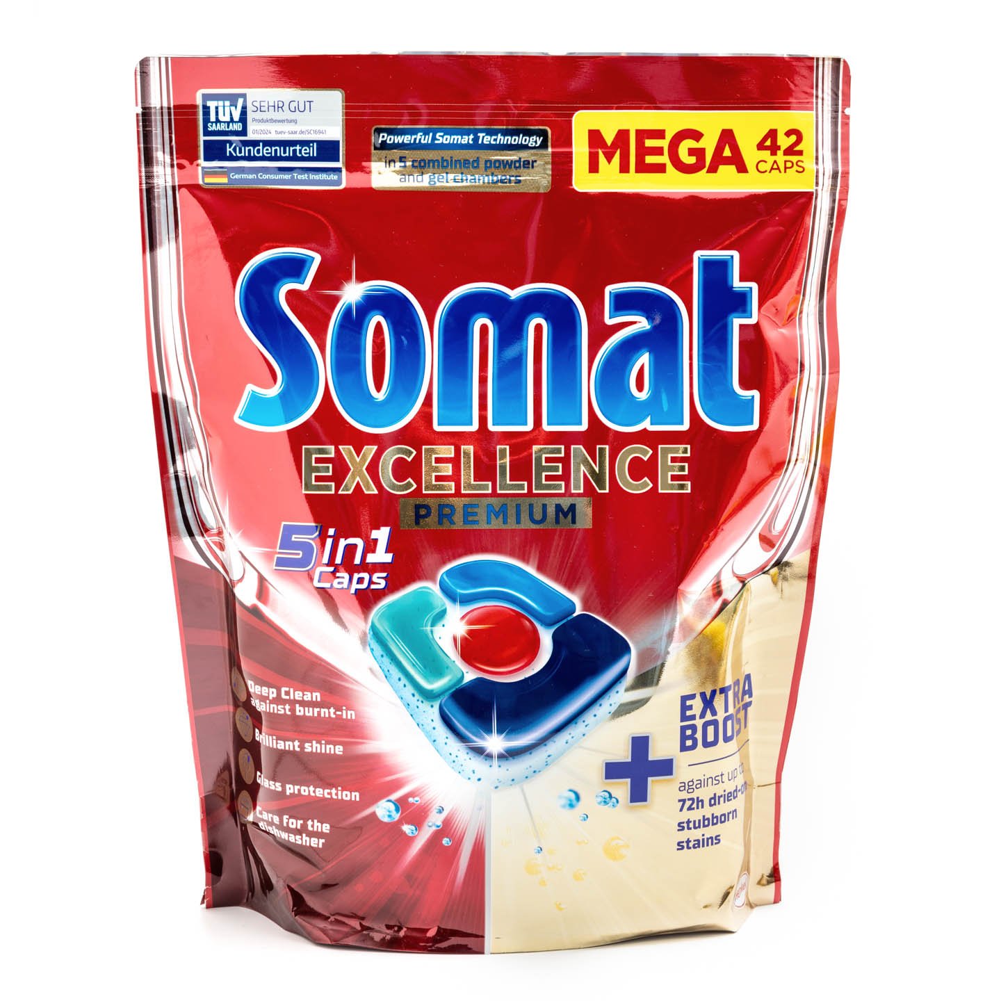 Detergent automat pentru mașina de spălat vase Excellence Premium 5în1 Somat 42 bucăți