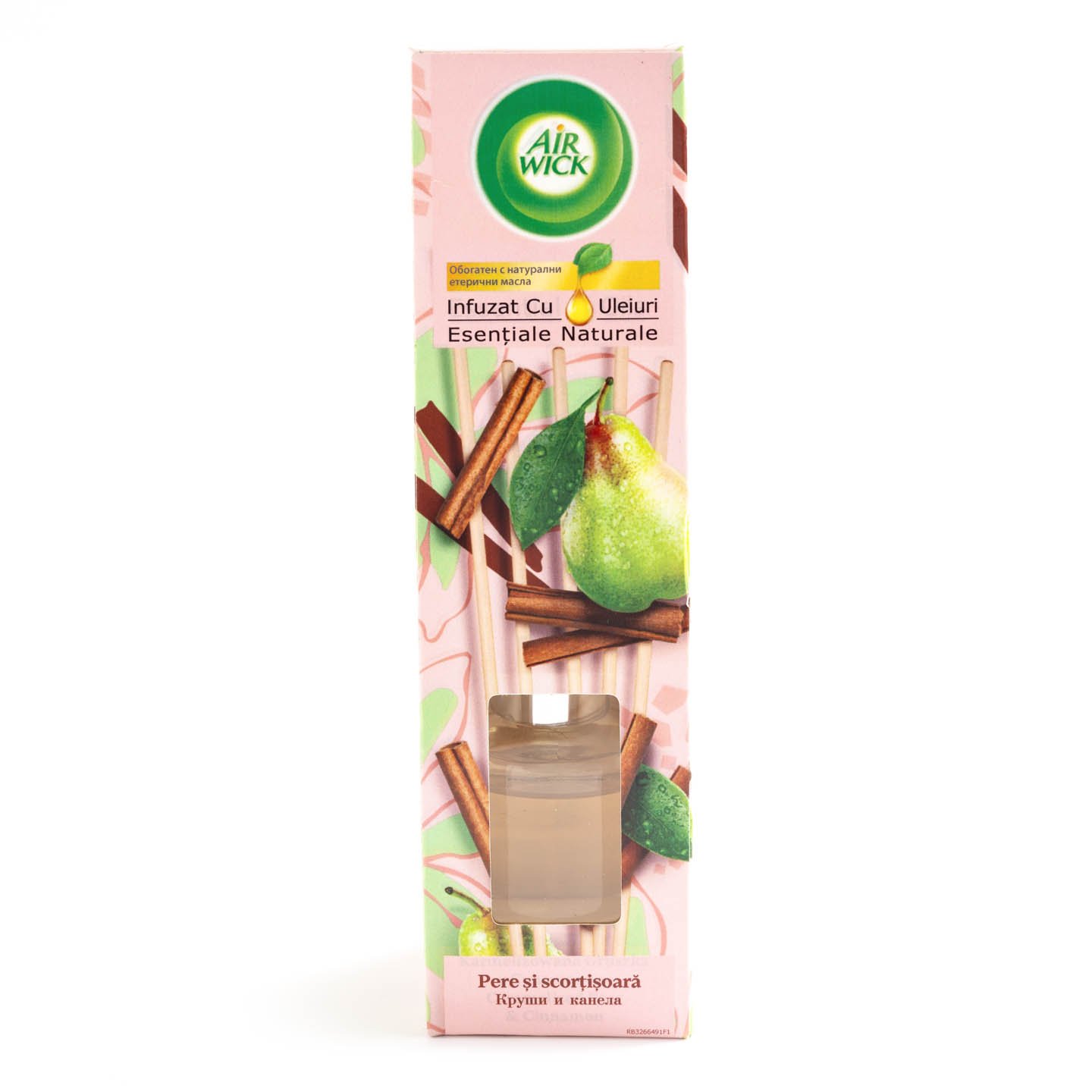 Odorizant de cameră cu bețișoare parfumate Pere și scorțișoară / Roua dimineții și mure / Pepene și frangipani Air Wick 40ml