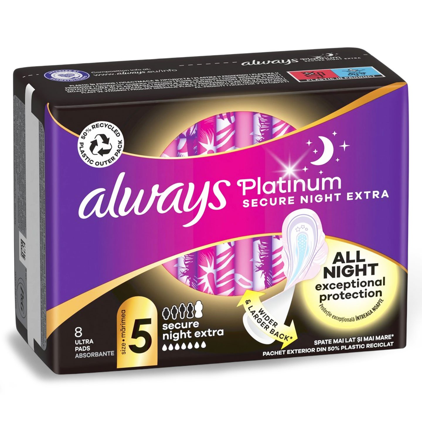 Absorbante Always Platinum Night Extra 8 bucăți