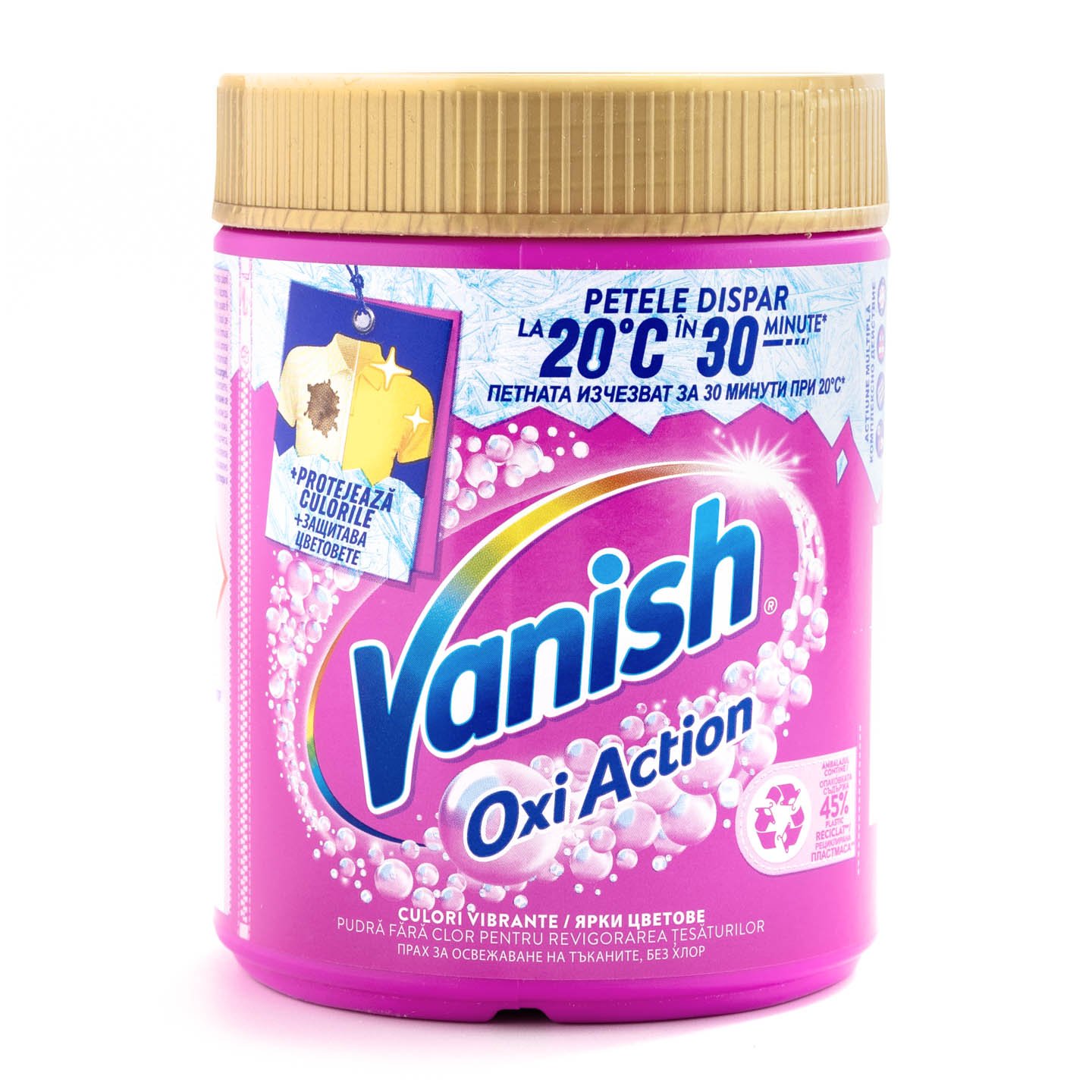 Pudră pentru îndepărtarea petelor pentru haine albe / colorate Vanish 470g