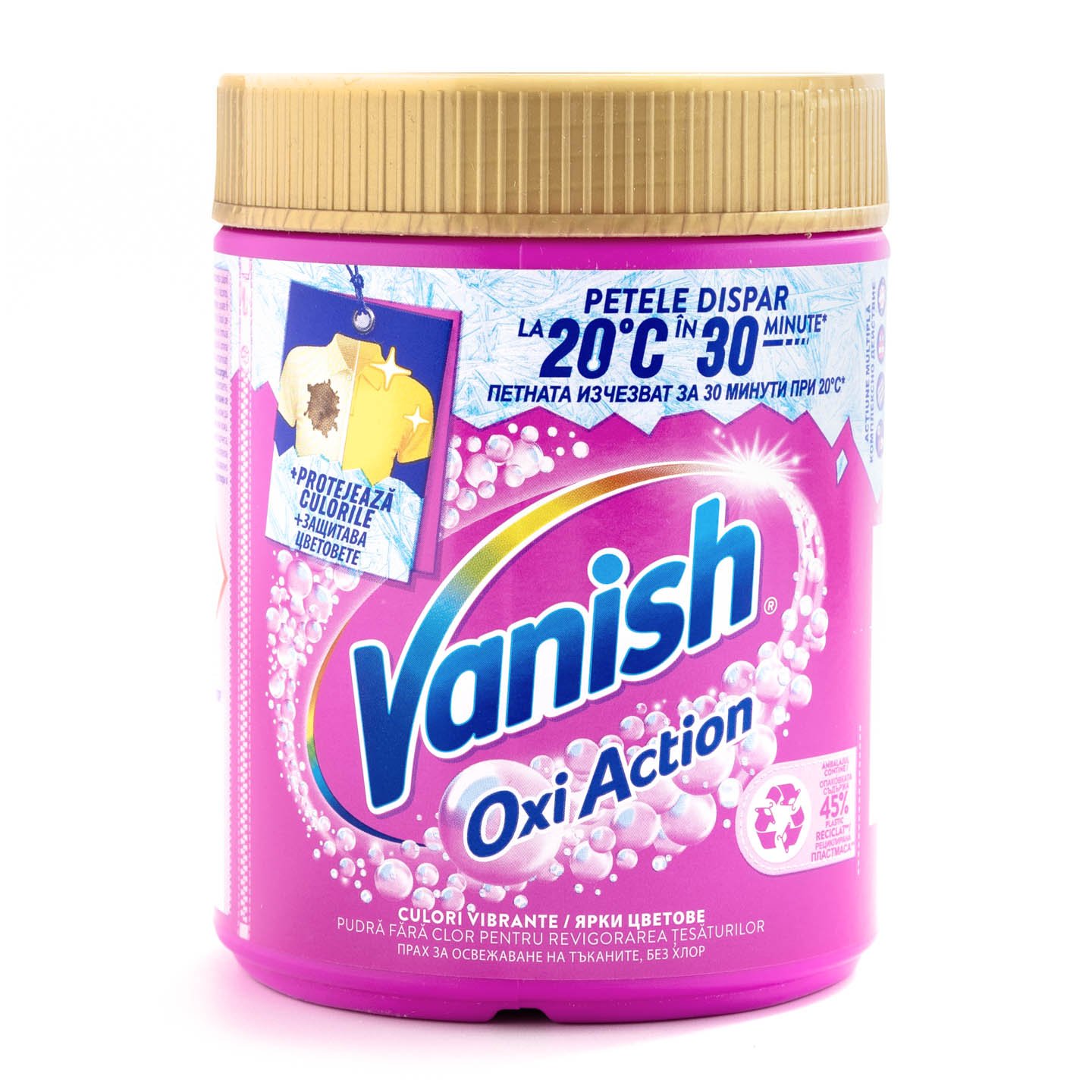 Pudră pentru îndepărtarea petelor, rufe albe / colorate Vanish 470g