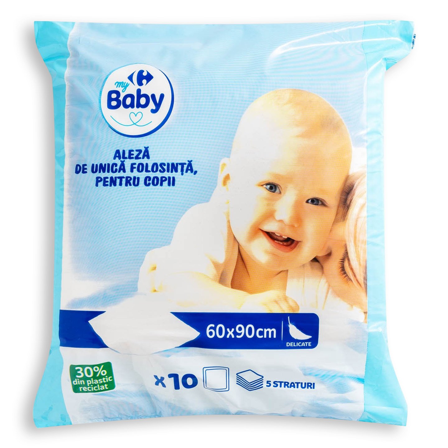 Aleză de unică folosință pentru copii Carrefour Baby 5 straturi, 10 bucăți