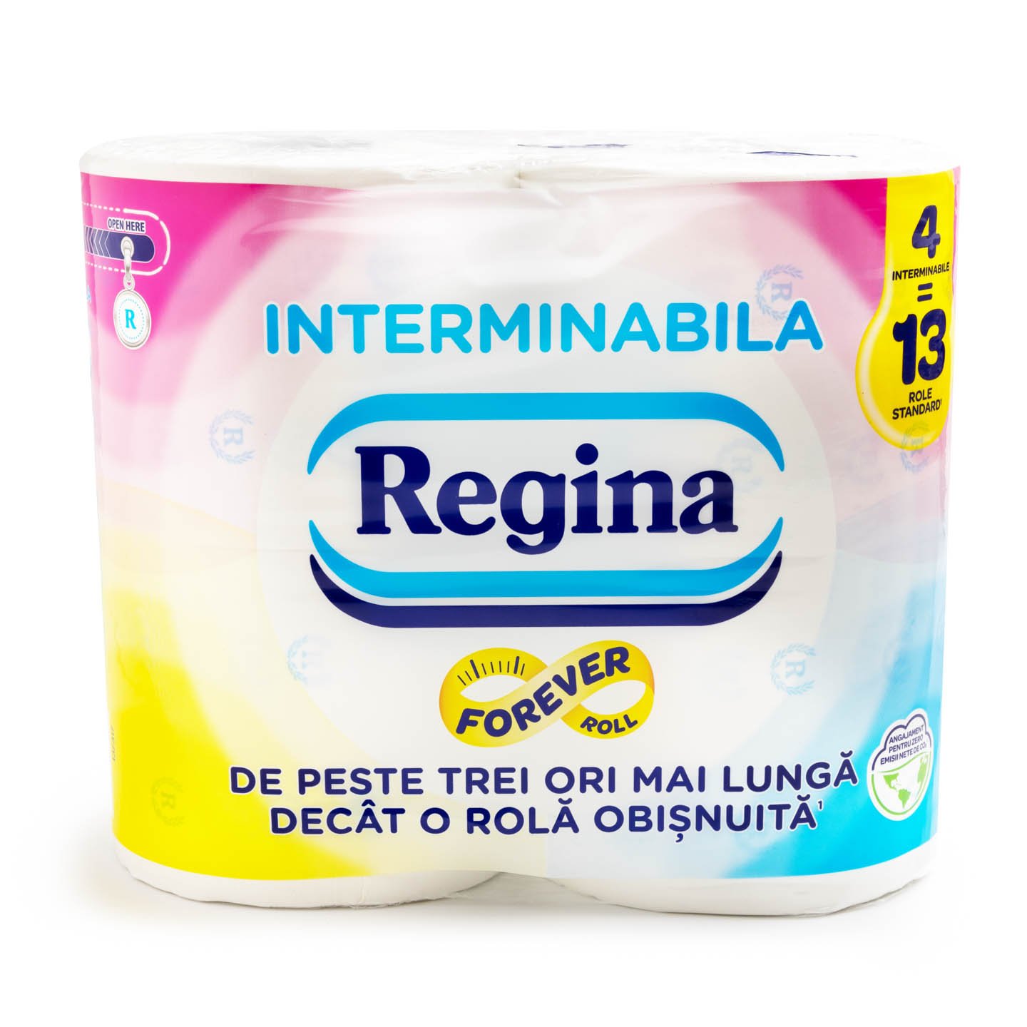 Hârtie igienică interminabilă Regina 4 role, 2 straturi