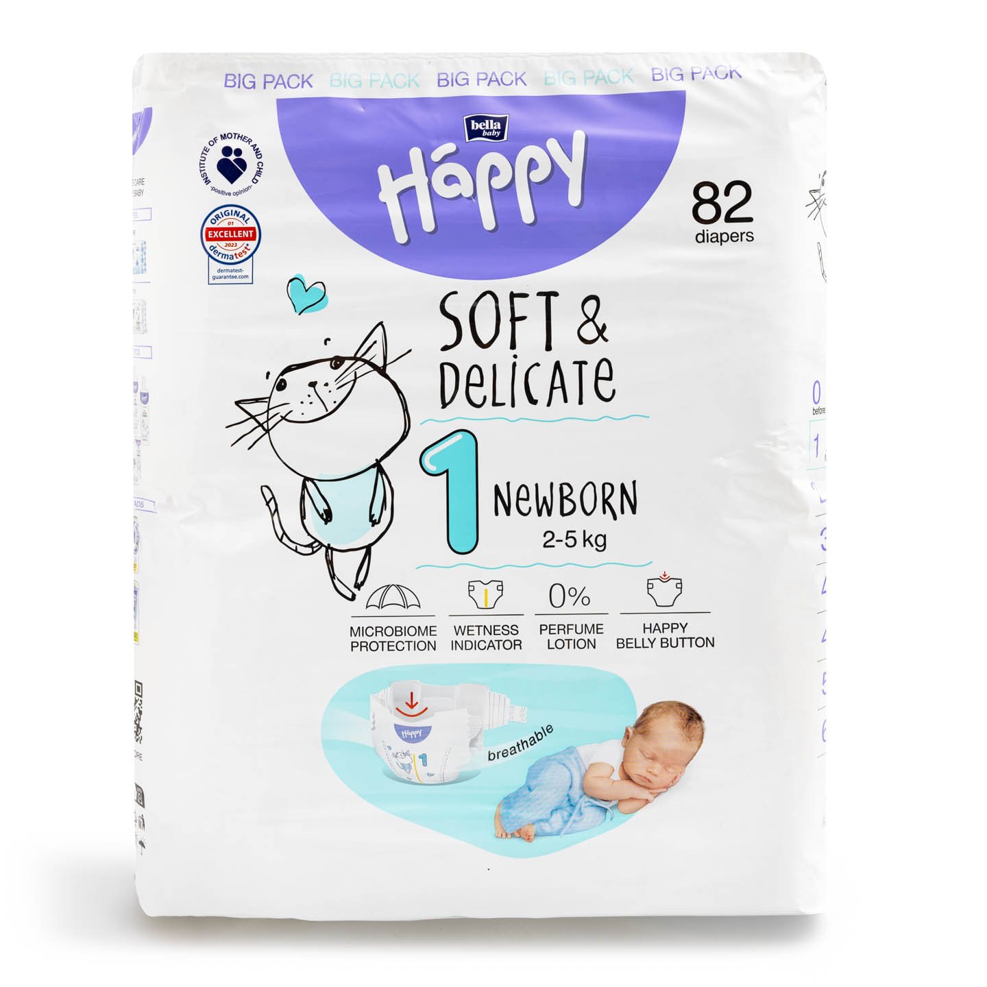 Scutece bebe Happy , mărimi 1 / 3 / 4 / 5 / 6 48buc. / 52buc. / 62buc. / 70buc. / 82buc.