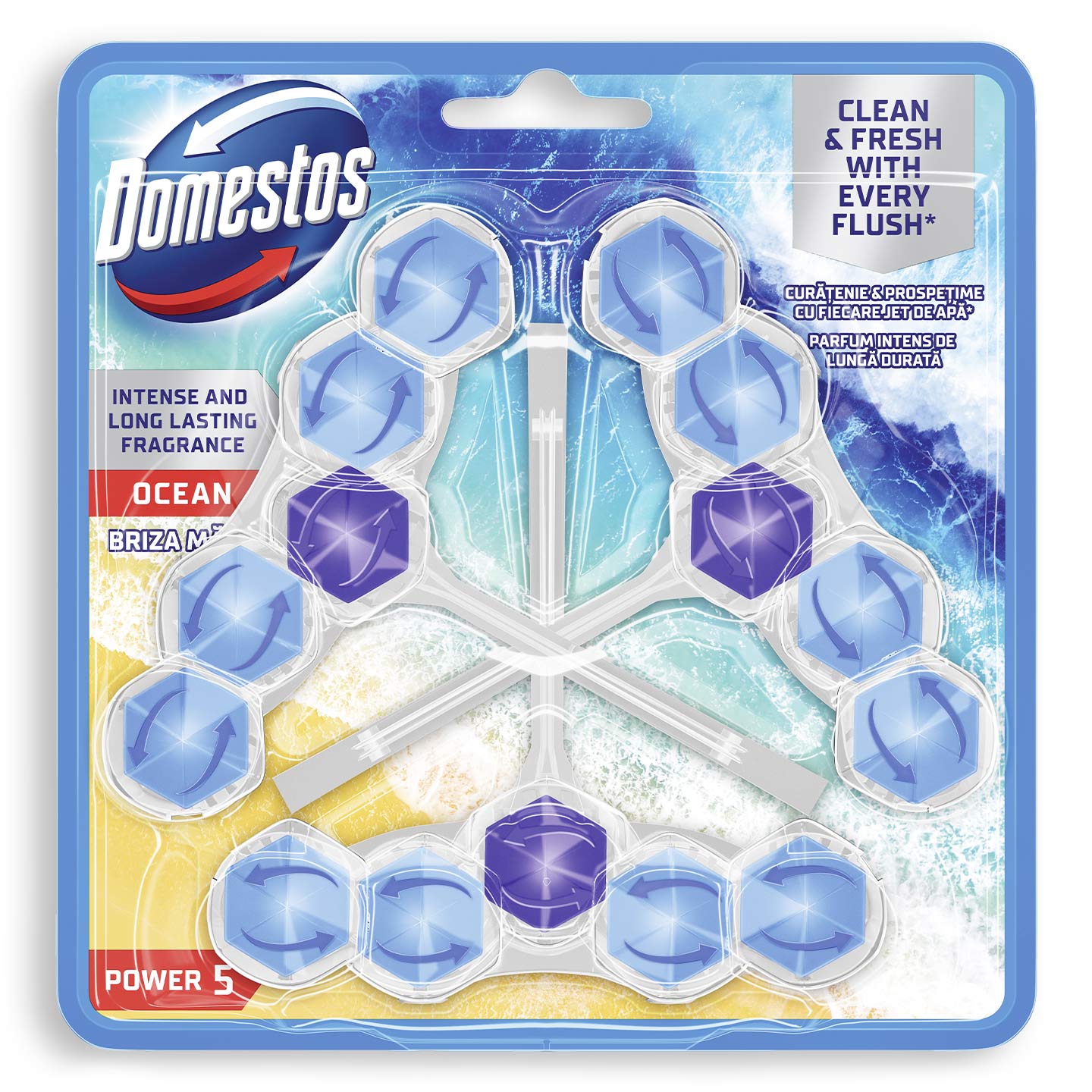 Odorizant pentru vasul de toaletă Ocean / Pin / Lime Domestos 3x50g