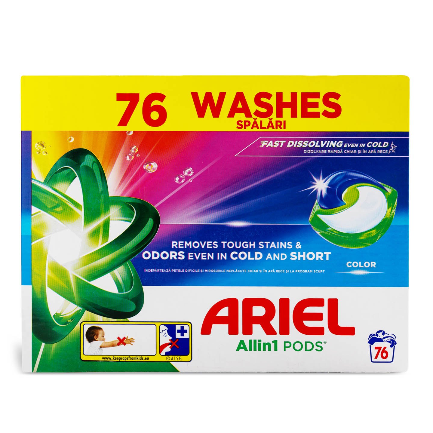 Detergent de rufe Ariel Allin1 Pods Color/Mountain Spring, 76 capsule
