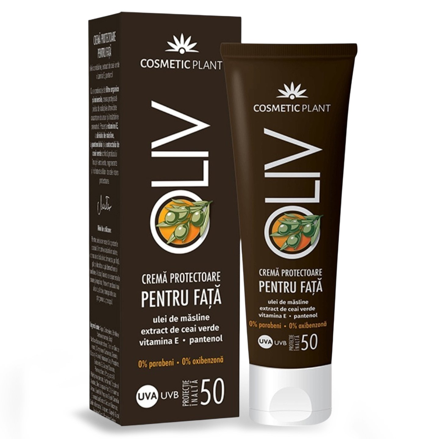 Cremă pentru față cu protecție solară Oliv, cu ulei de măsline, FPS 50, Cosmetic Plus 50 ml