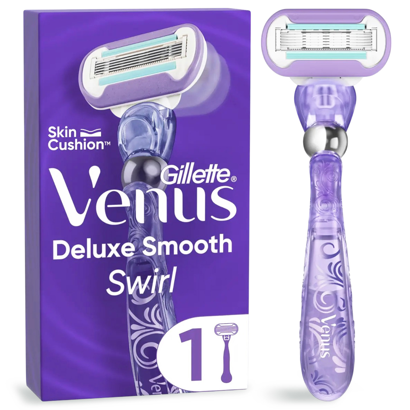 Aparat de ras pentru femei Gillette Venus Swirl, mâner Flexiball cu 1 rezervă inclusa