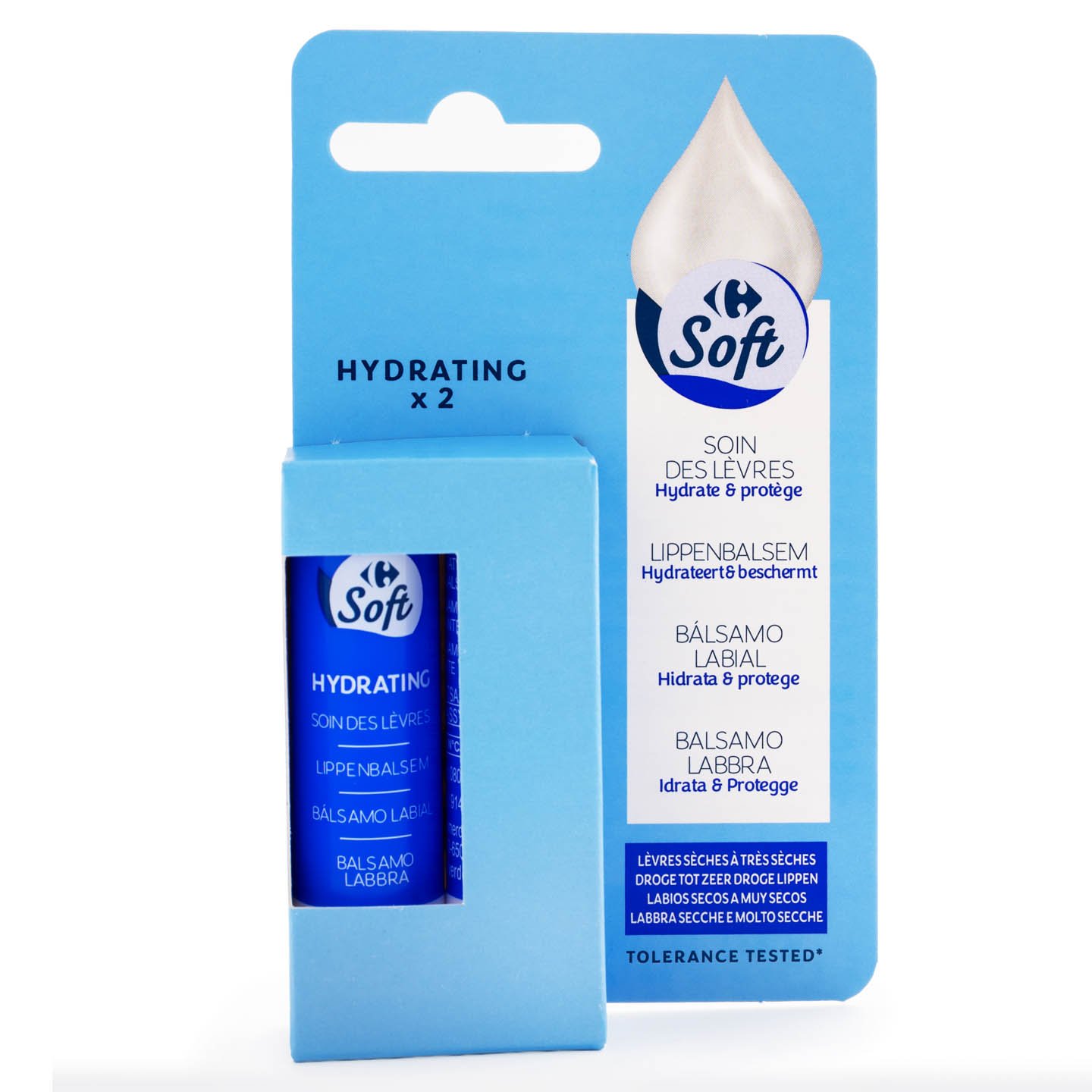 Balsam hidratant de buze Carrefour Soft 2 bucăți