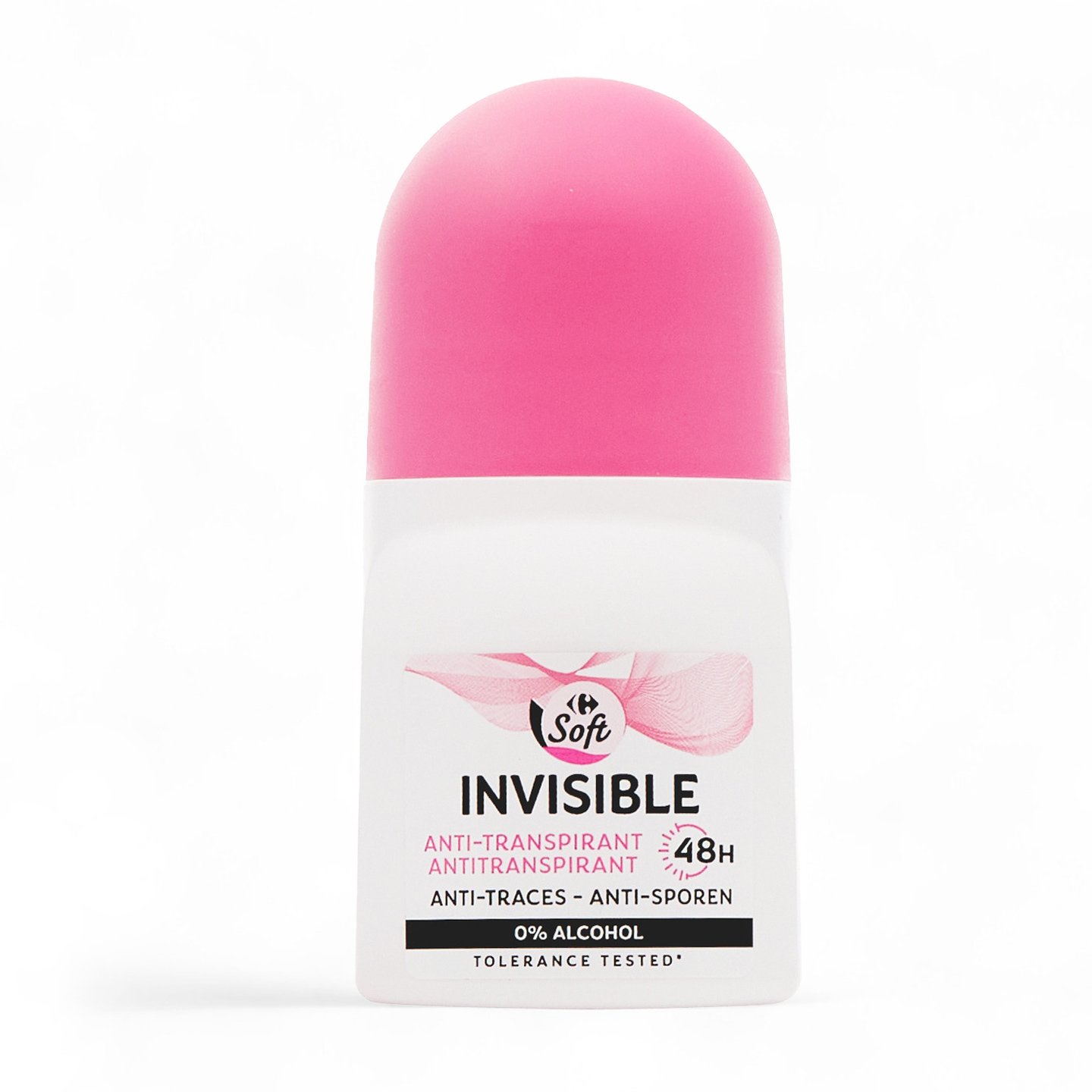 Deodorant roll-on antiperspirant Invisible Carrefour Soft 50ml