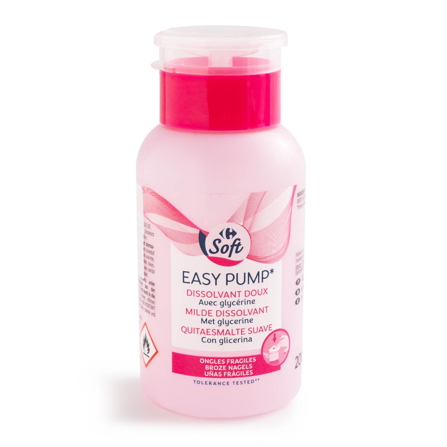 Dizolvant pentru ojă cu pompă dozator Carrefour 200ml