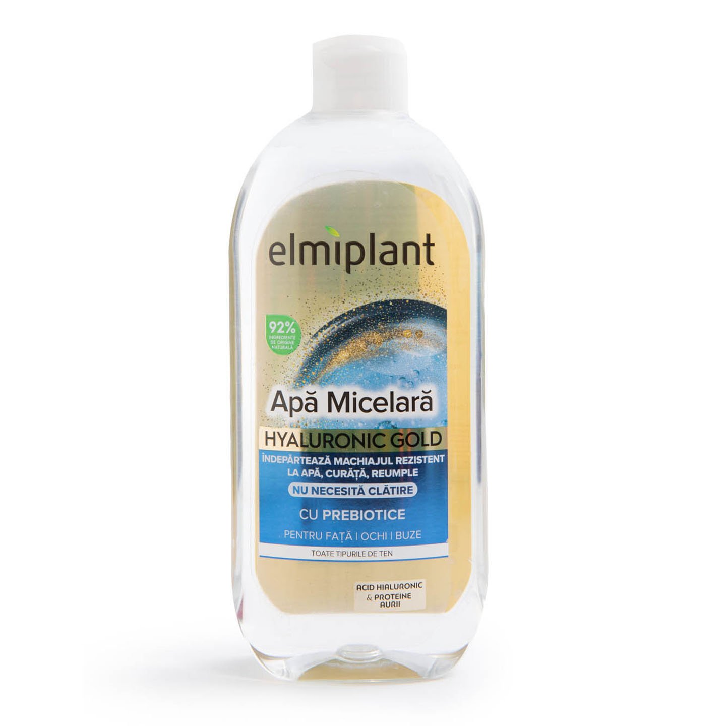 Apă micelară cu acid hialuronic și proteine aurii Elmiplant 400ml