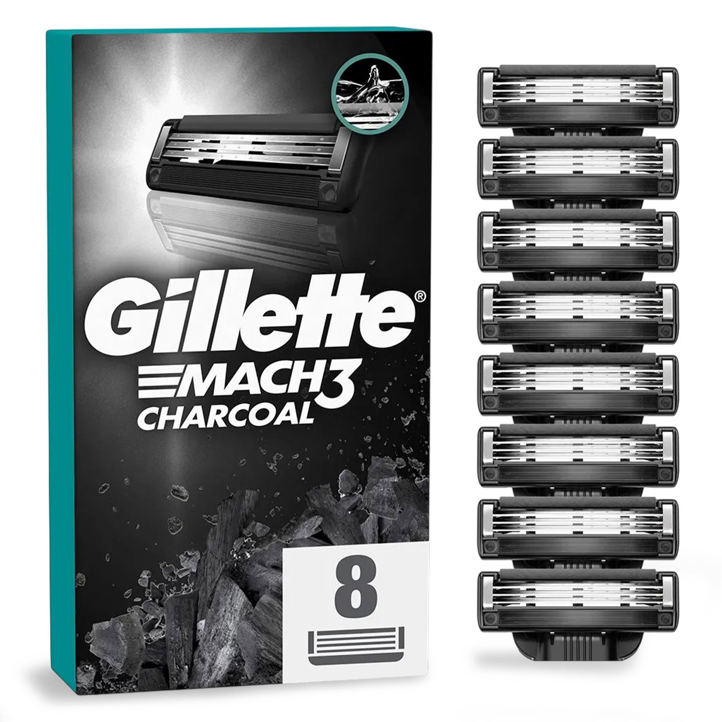 Rezerve aparat de ras Gillette Mach3 Charcoal, 8 bucăți