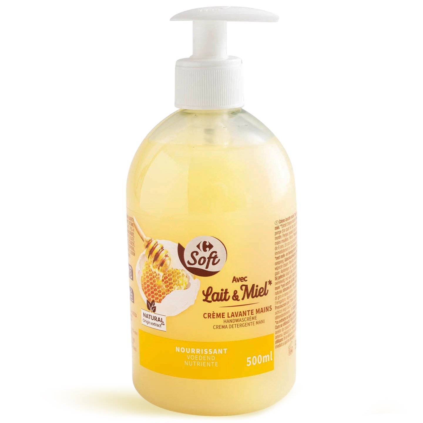 Săpun lichid cu lapte și miere Carrefour Soft, 500ml