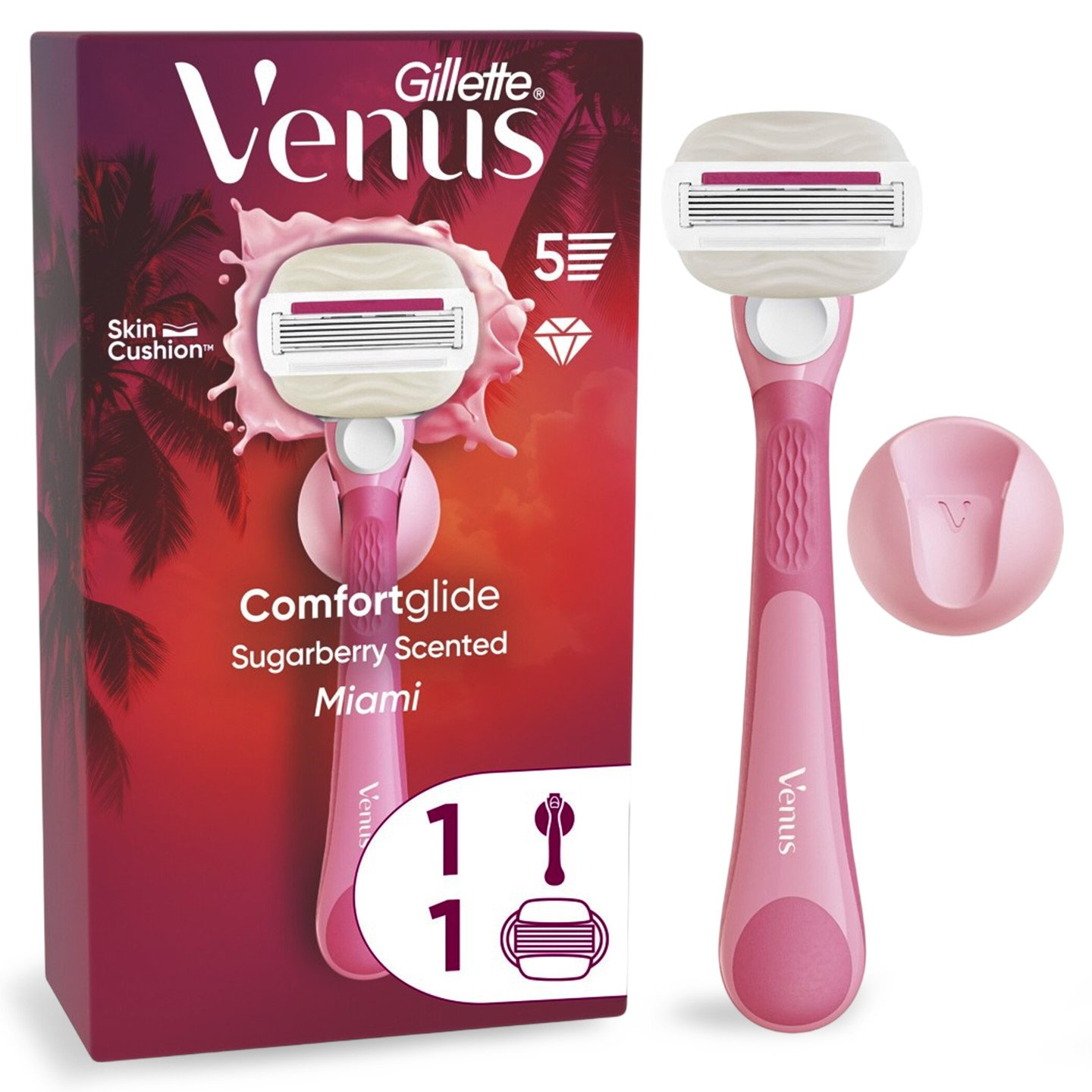 Aparat de ras pentru femei Gillette Venus Comfort Glide Miami Sugarberry, 1 buc.