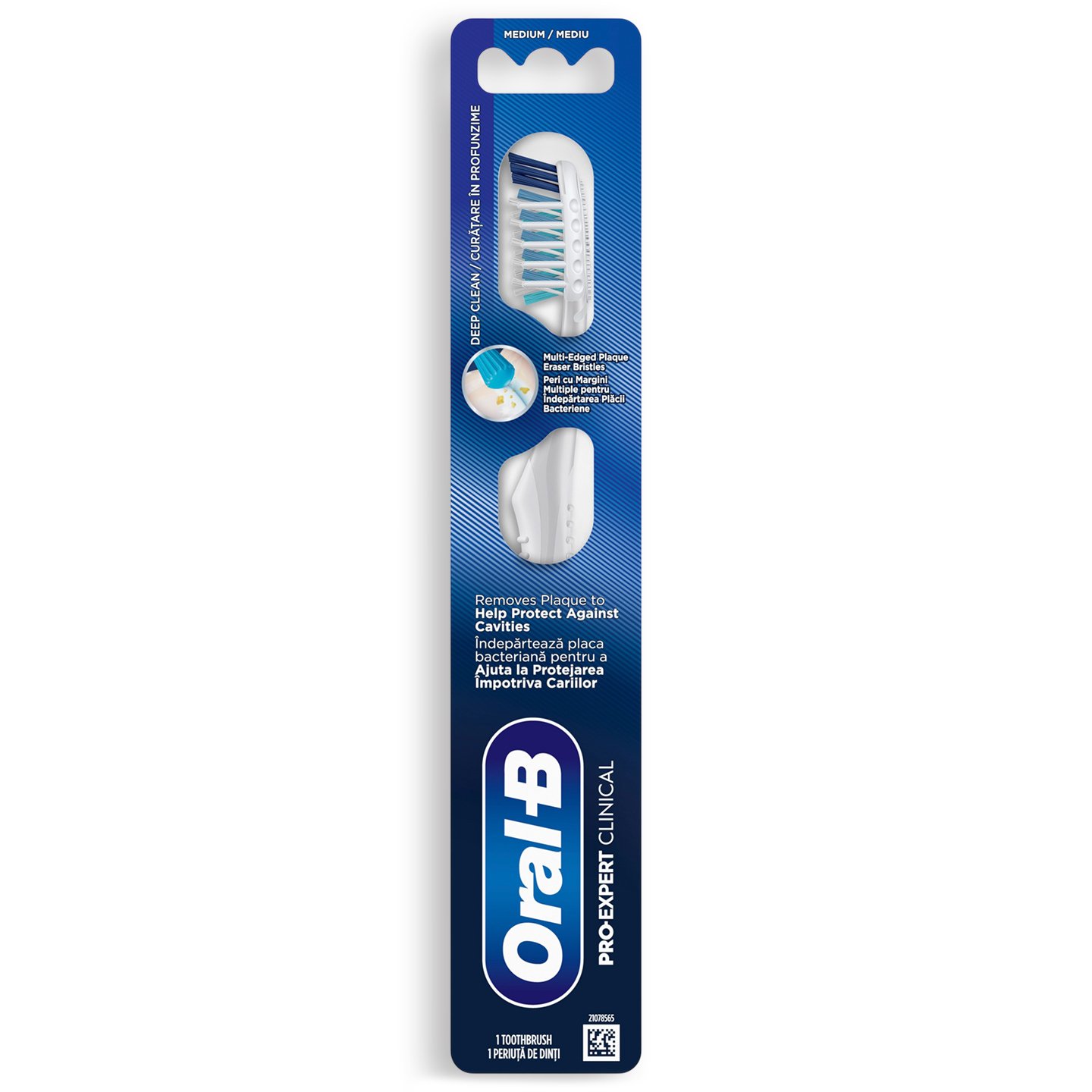 Periuță manuală Oral-B Cross Action Pro-Expert Clinic, Peri de duritate medie, 1 buc