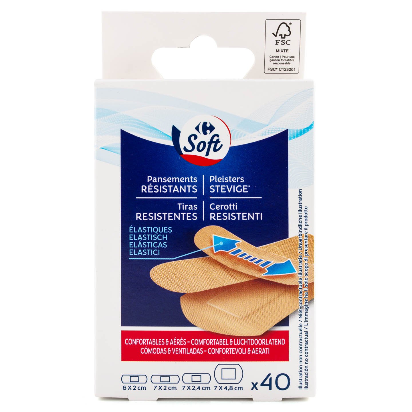 Plasturi rezistenți Carrefour Soft 40 bucăți