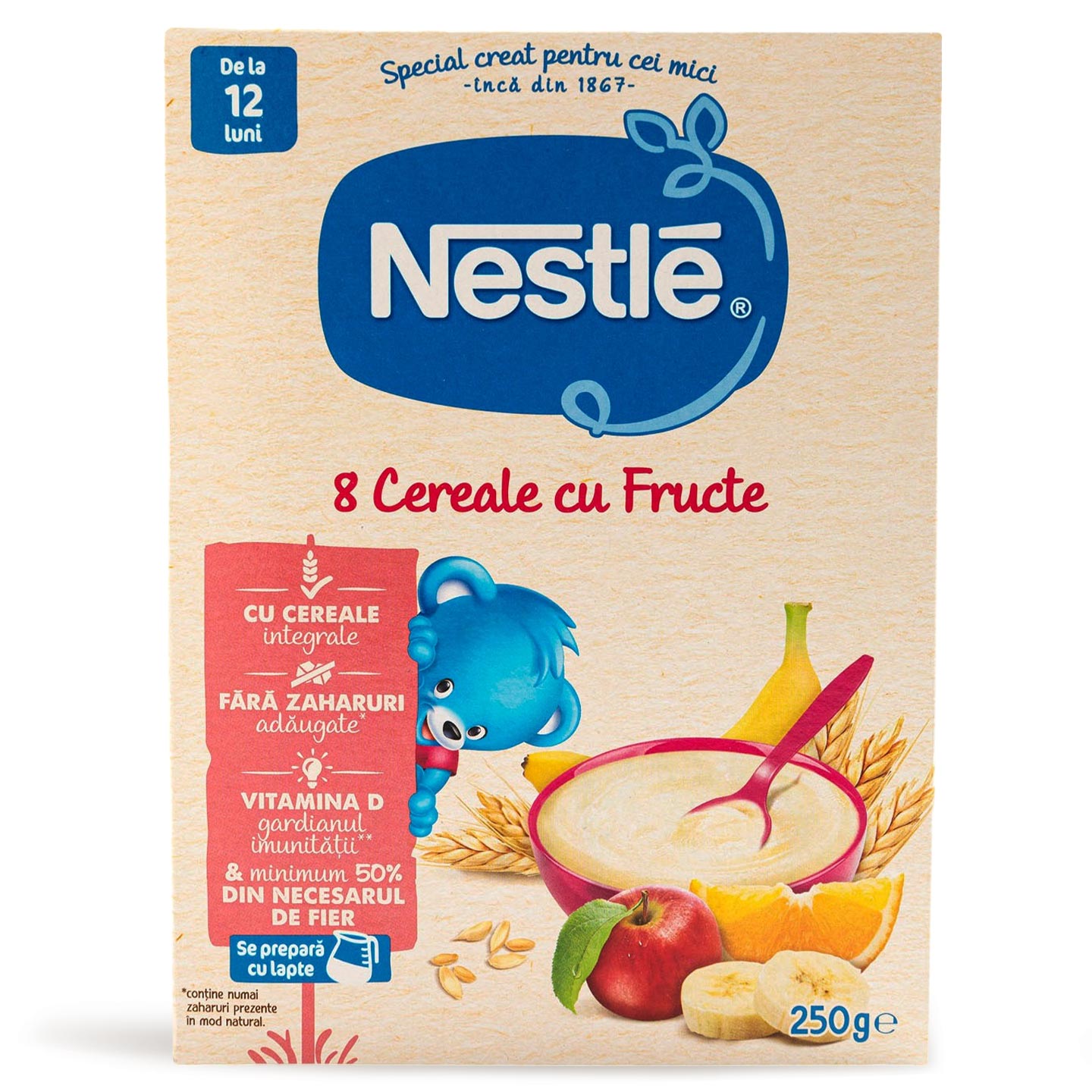 Mix 8 cereale cu fructe Nestle 250g
