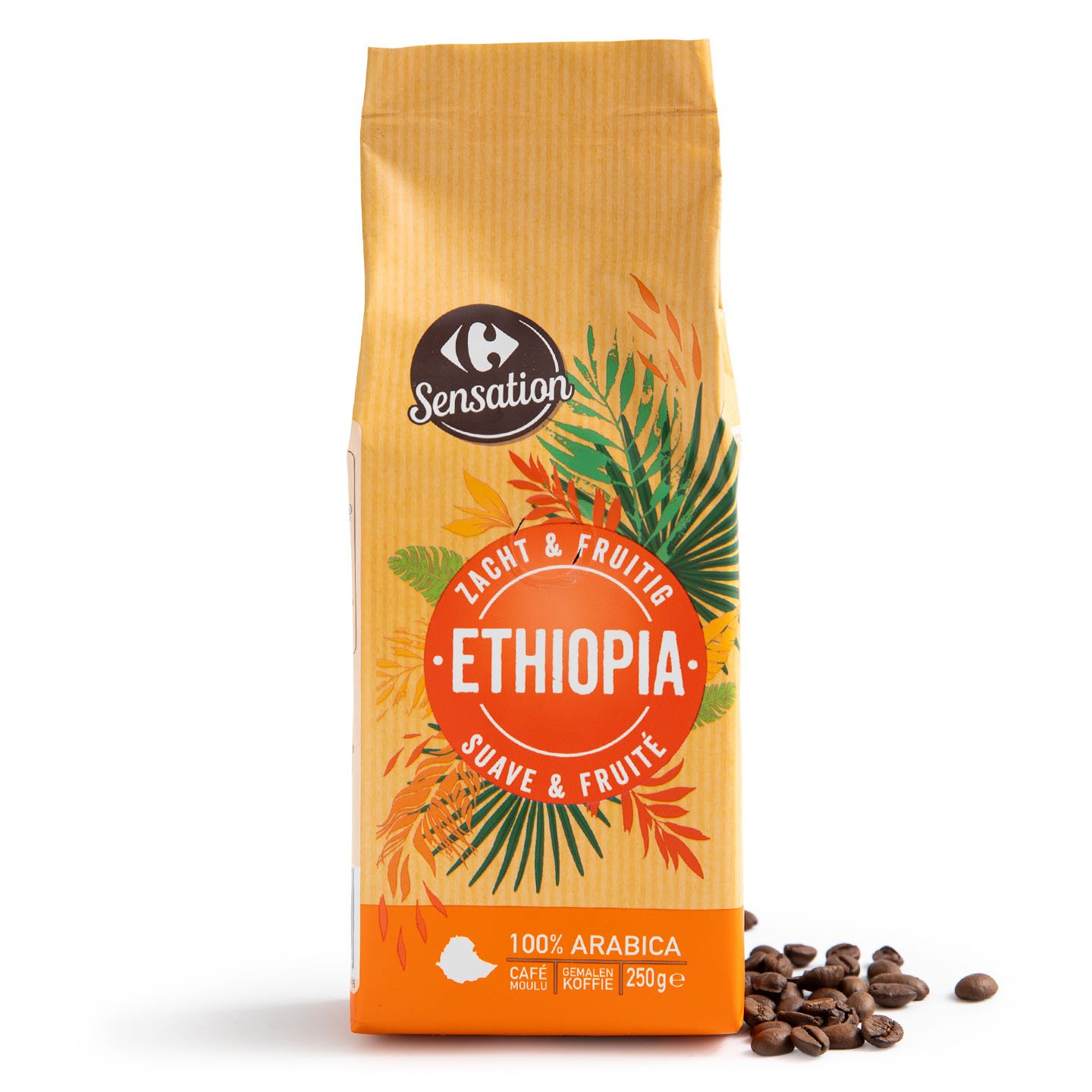Cafea măcinată Ethiopia 100% Arabica Carrefour Sensation 250g