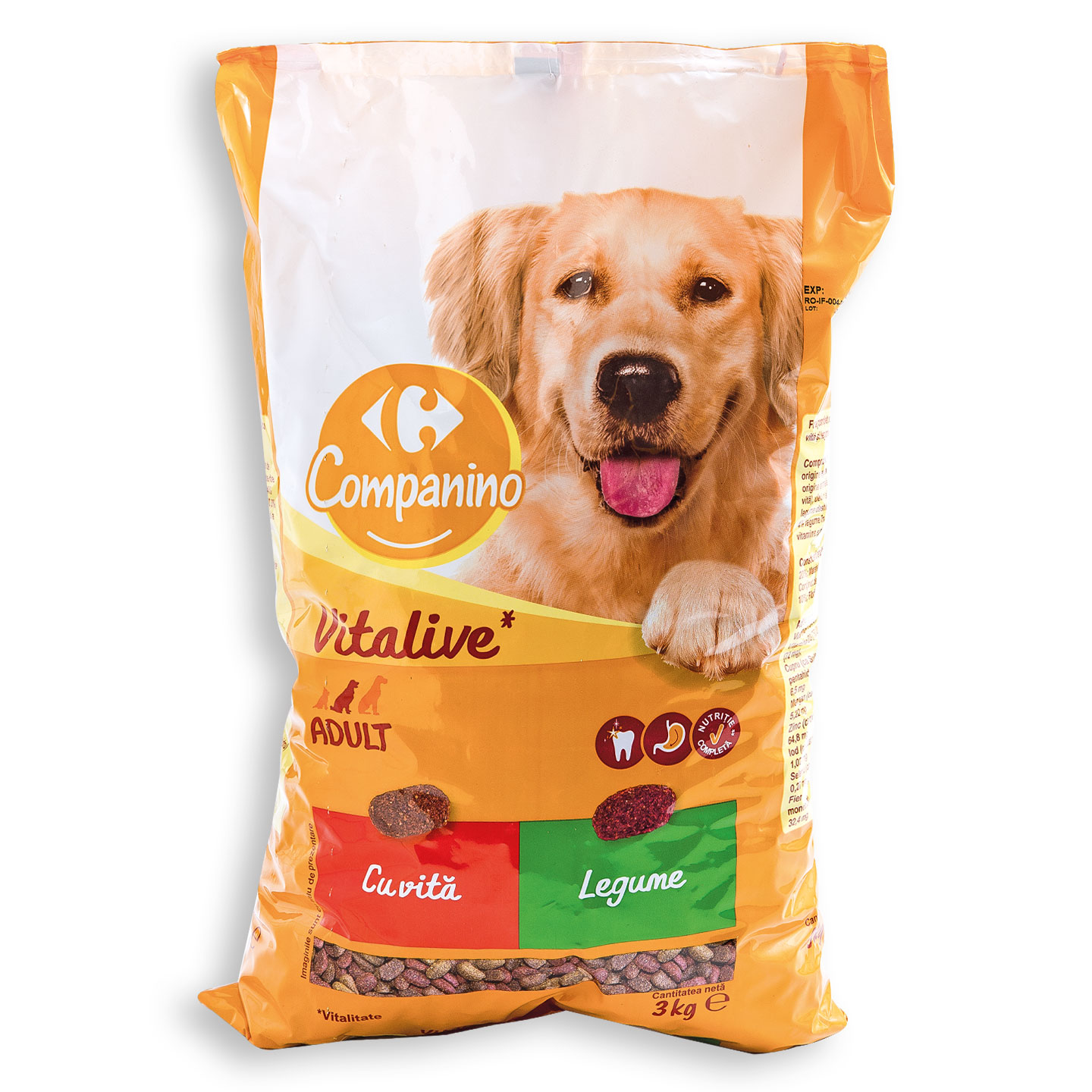 Hrană uscată pentru câini cu vită și legume Carrefour Companino 3kg