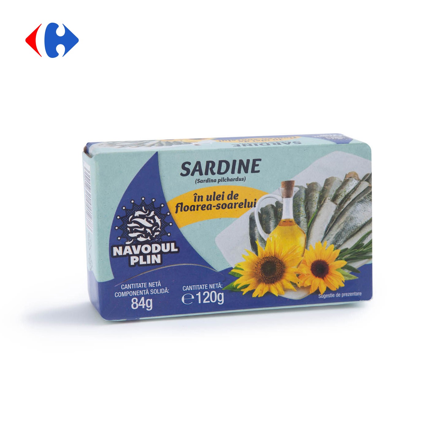 Sardine în ulei de floarea soarelui, Năvodul Plin 120g