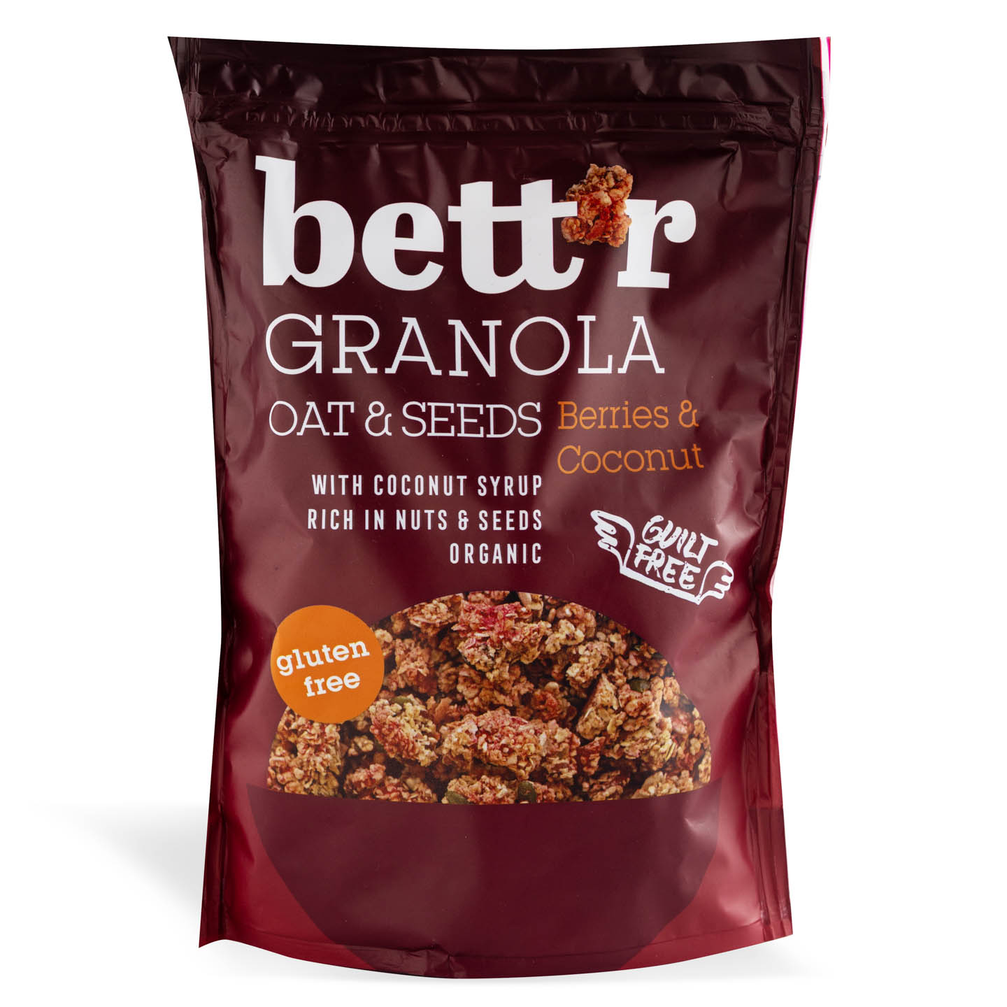 Granola cu ovăz și semințe, fructe de pădure și cocos bio Bettr 300g 