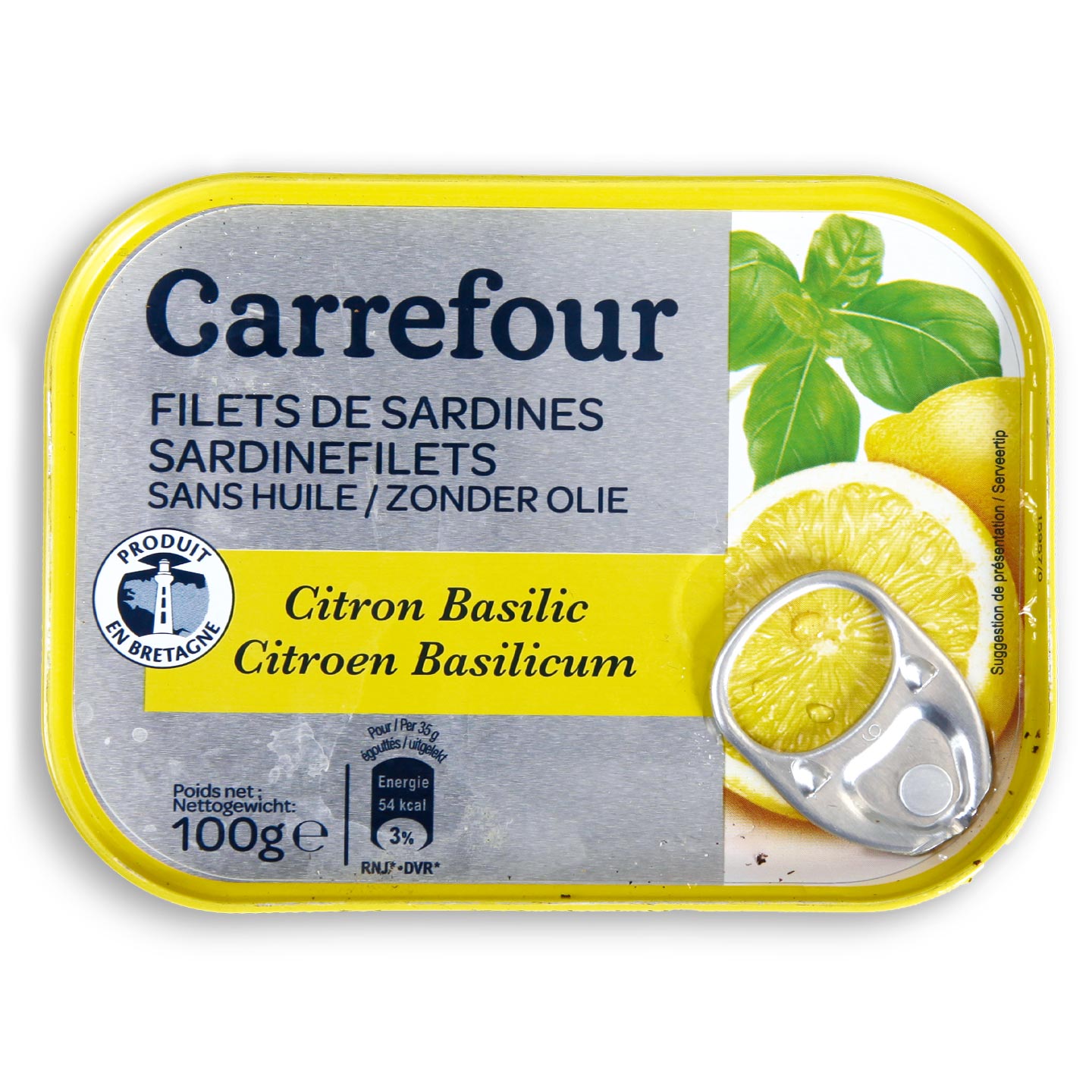 Sardine file cu sos de lamâie și busuioc Carrefour, 100g