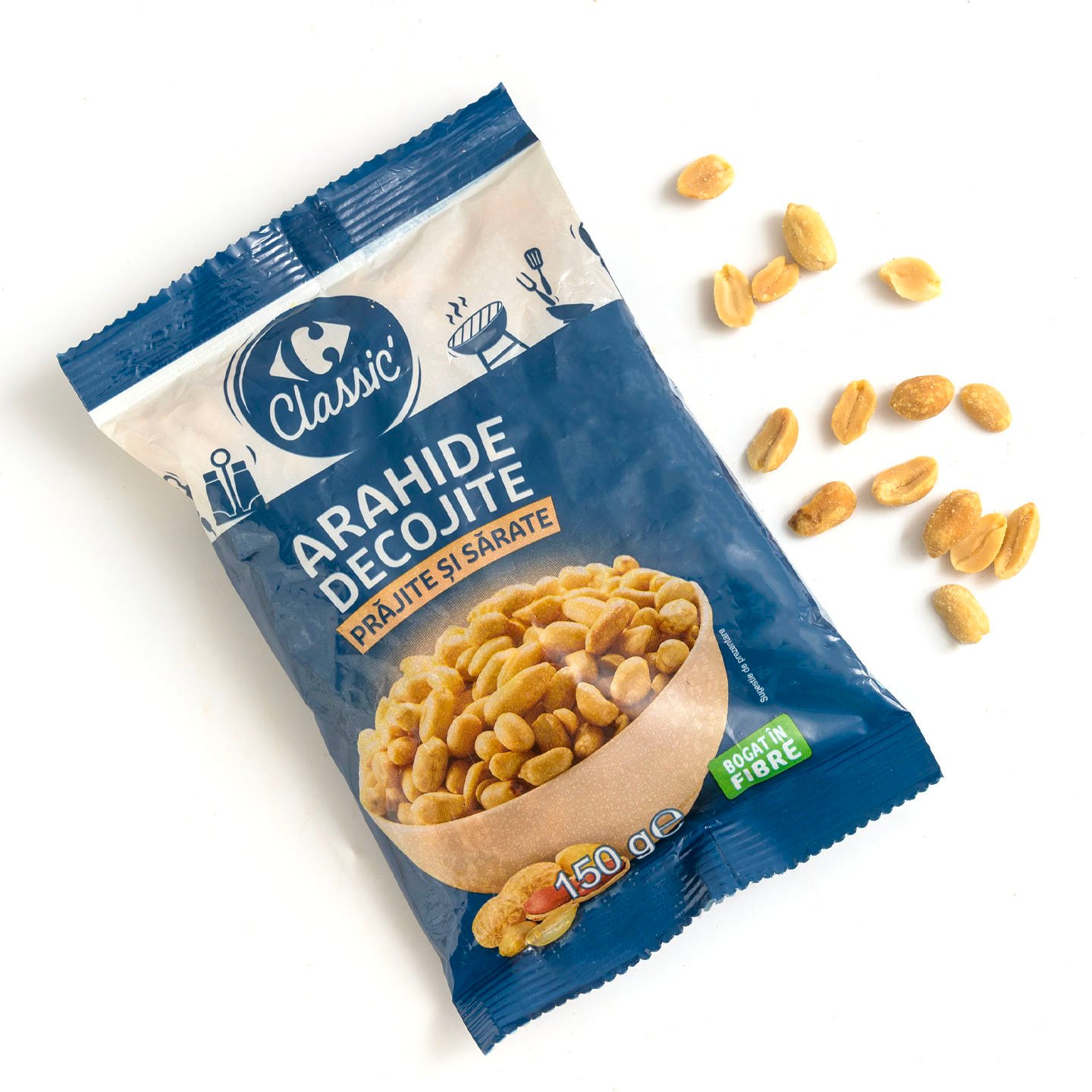 Arahide decojite, prăjite și sărate Carrefour Classic 500g