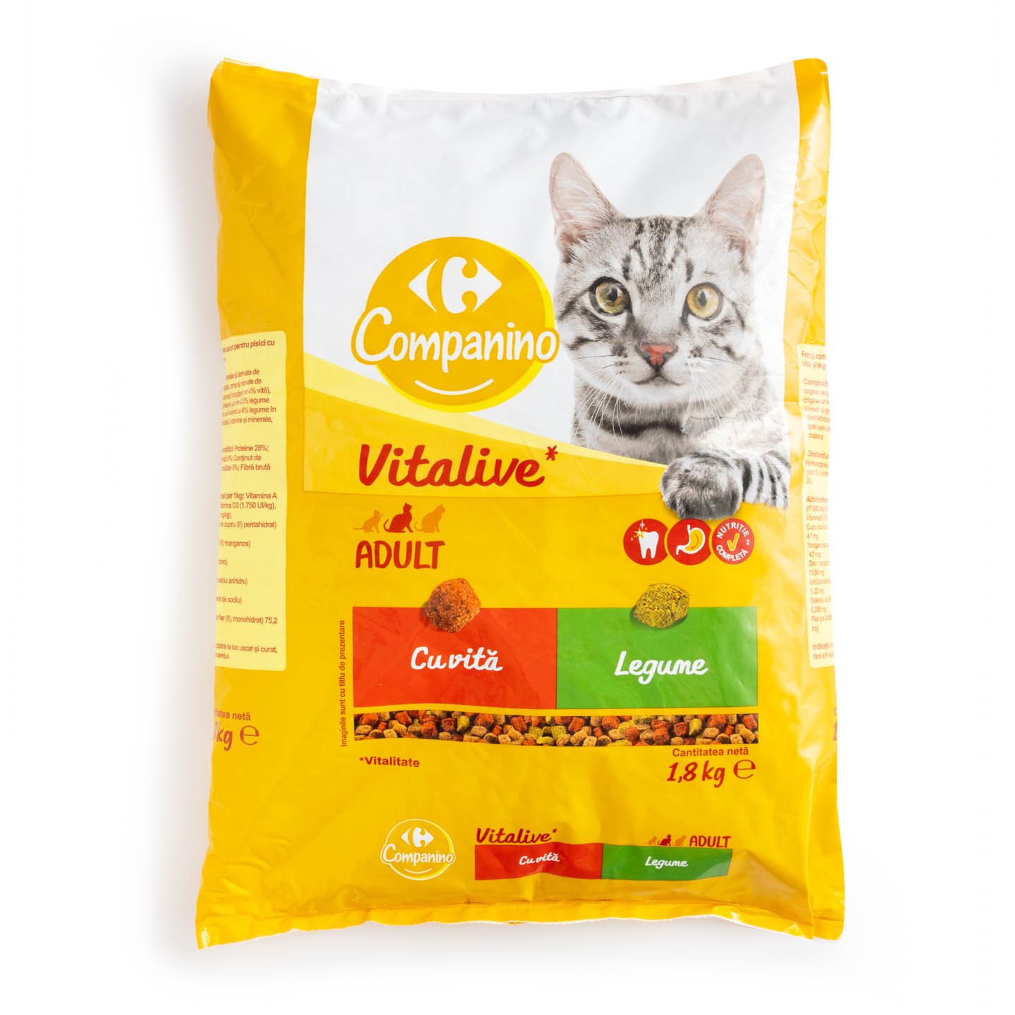 Hrană uscată pentru pisici cu vită și legume Carrefour 1.8kg