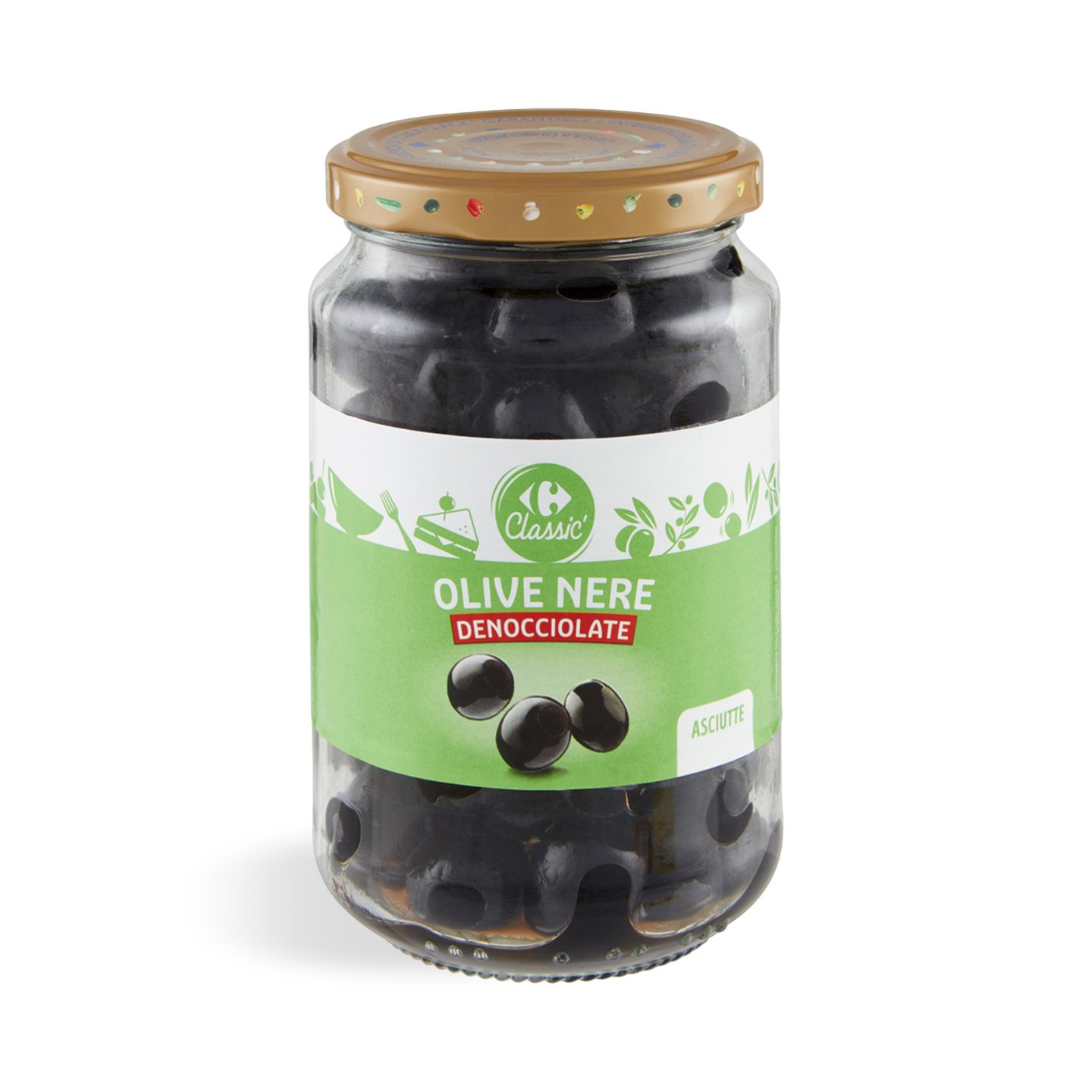Măsline negre fără sâmburi Carrefour Classic, 160g