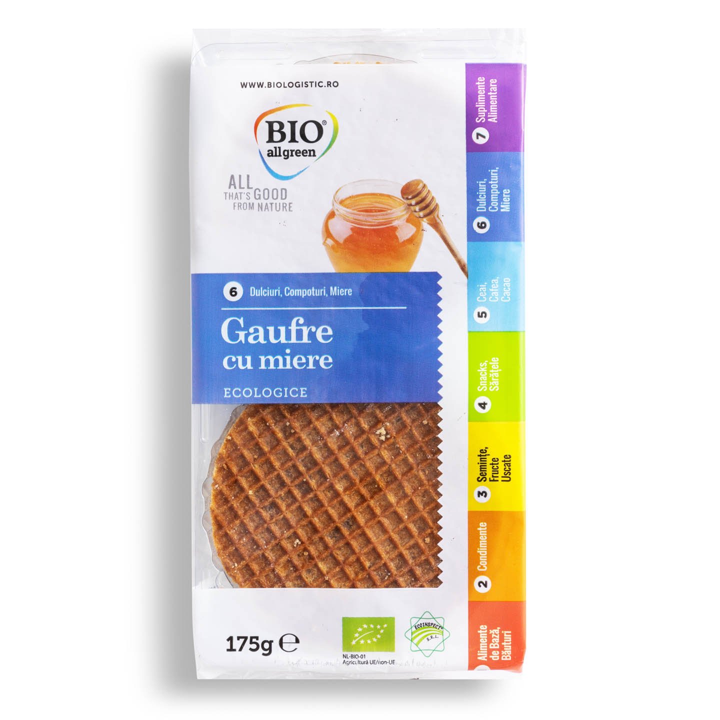 Gaufre ecologice cu miere Bio Allgreen 175g