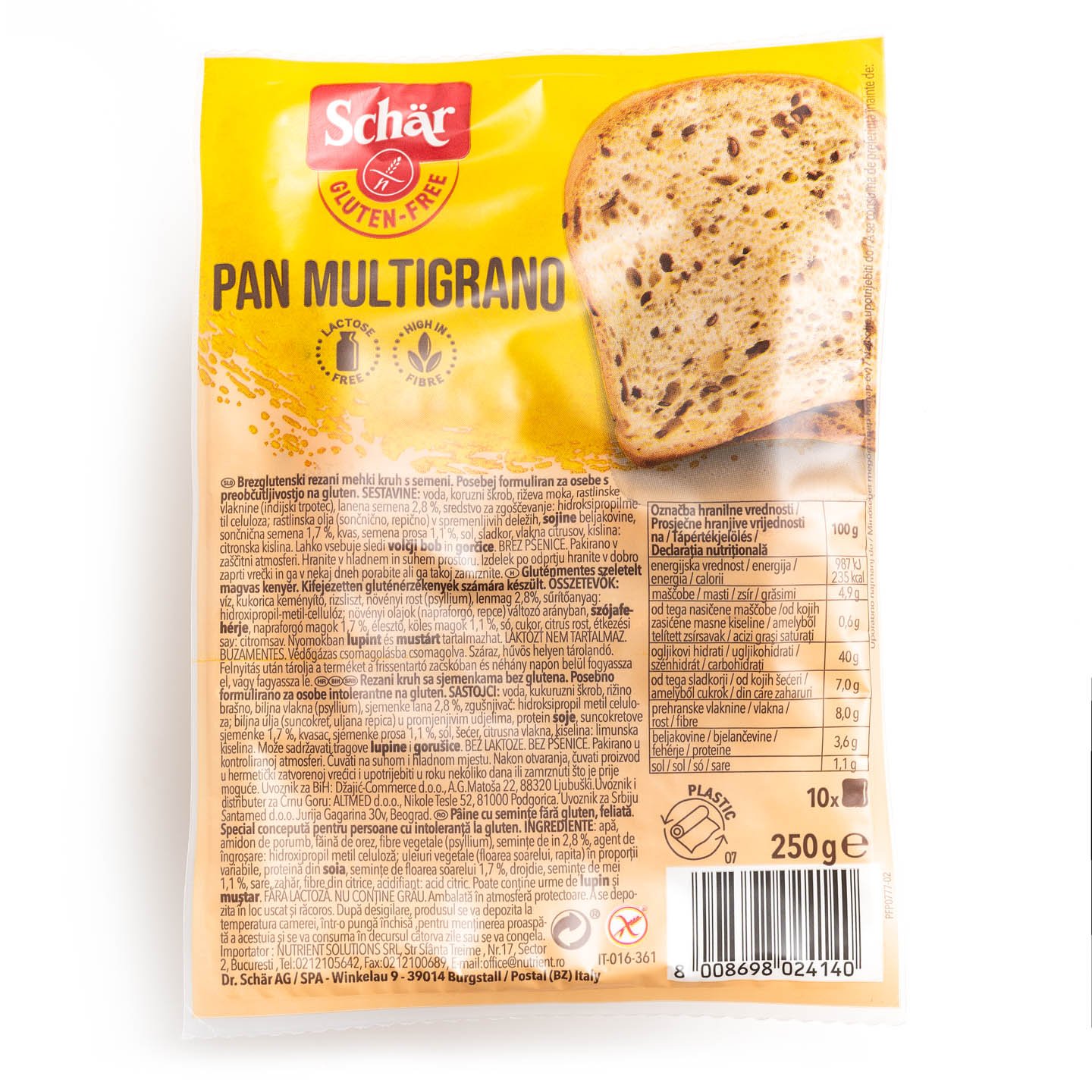 Pâine feliată cu cereale, fără gluten Schär 250g