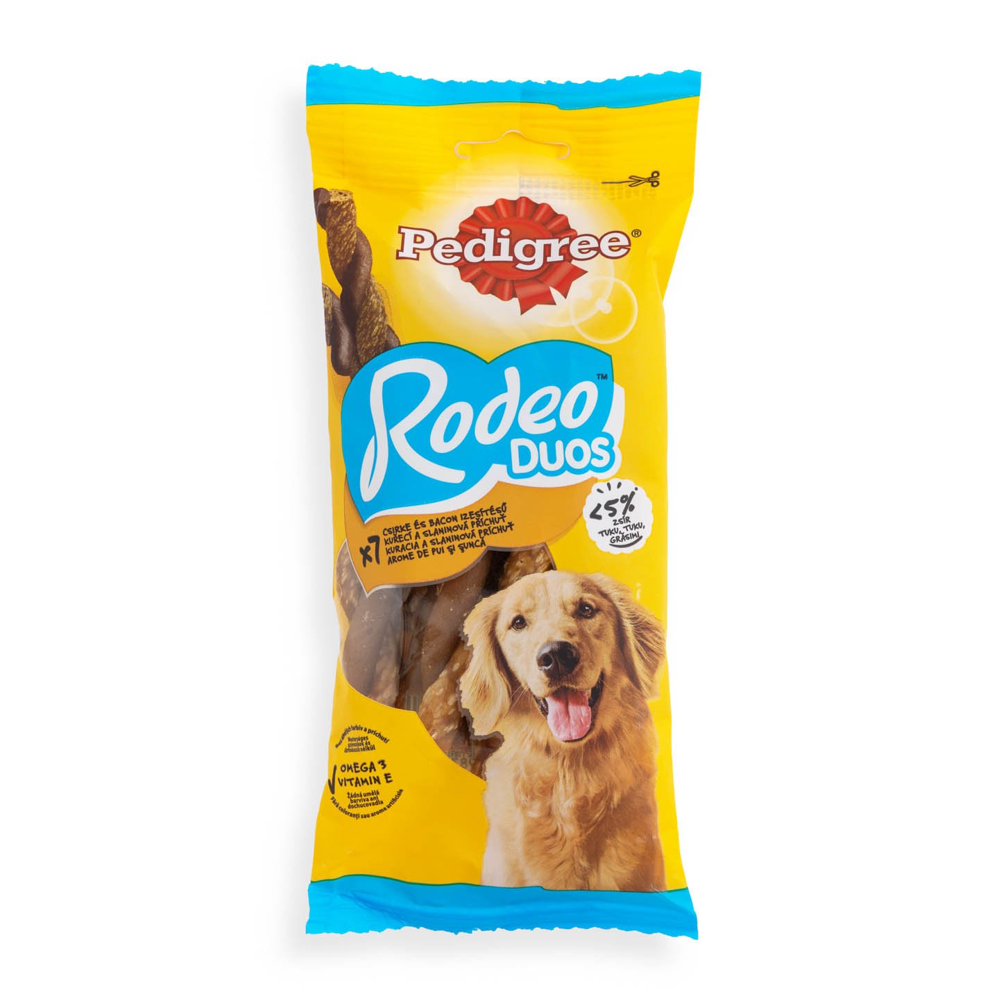 Hrană complementară cu aroma de pui și șuncă pentru câini adulți Rodeo Duos Pedigree, 7 buc. 123 g