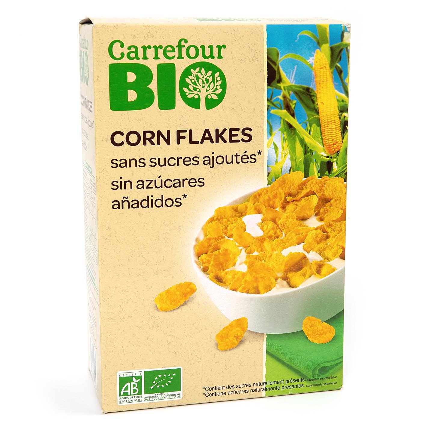 Fulgi de porumb, fără zahăr Carrefour Bio 500g