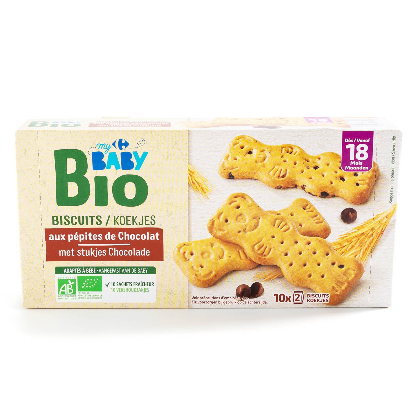 Biscuiti cu bucăți de ciocolată Carrefour My Baby Bio 200g