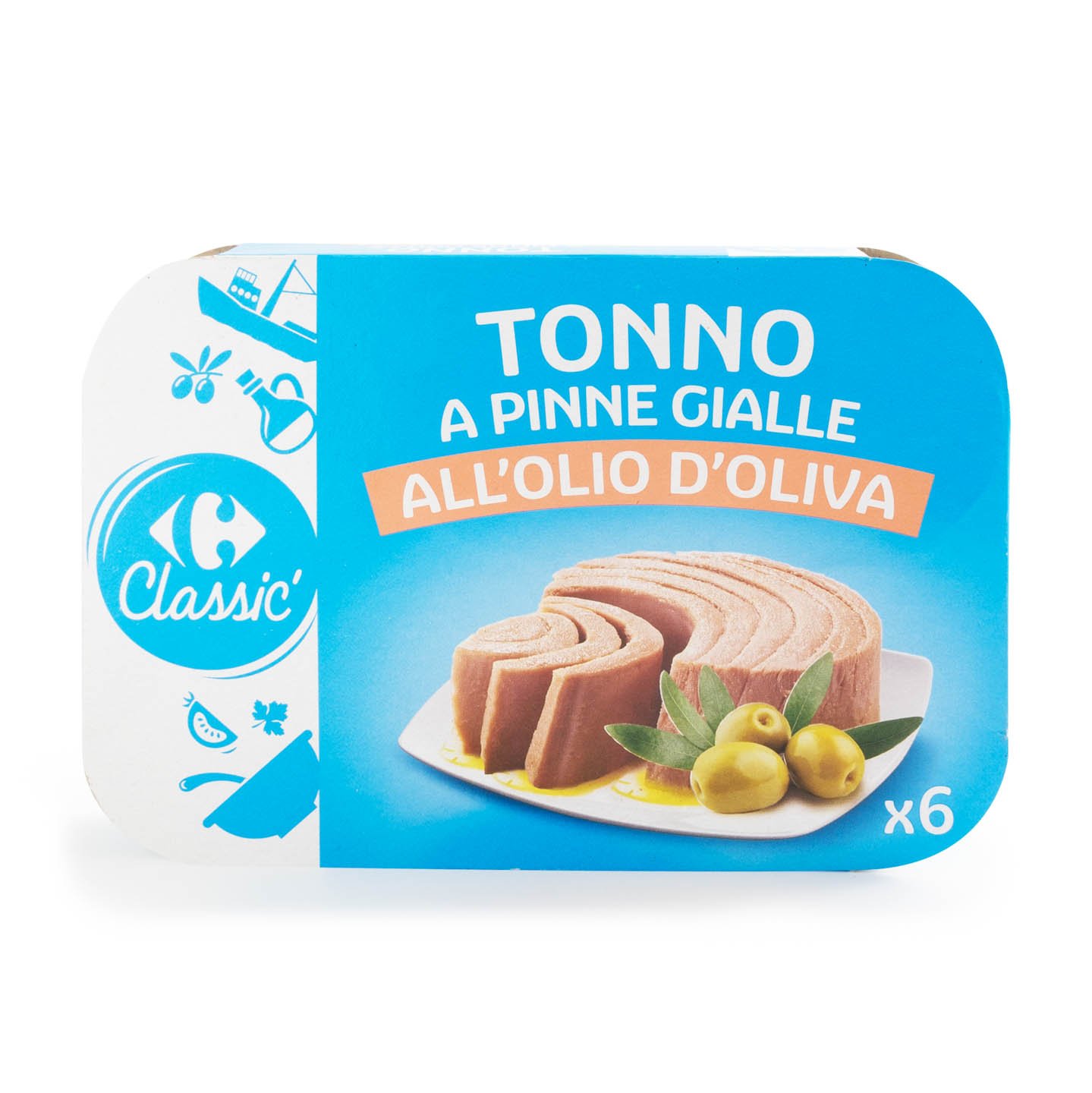 Ton Albacore în ulei de măsline Carrefour Classic 6x80g